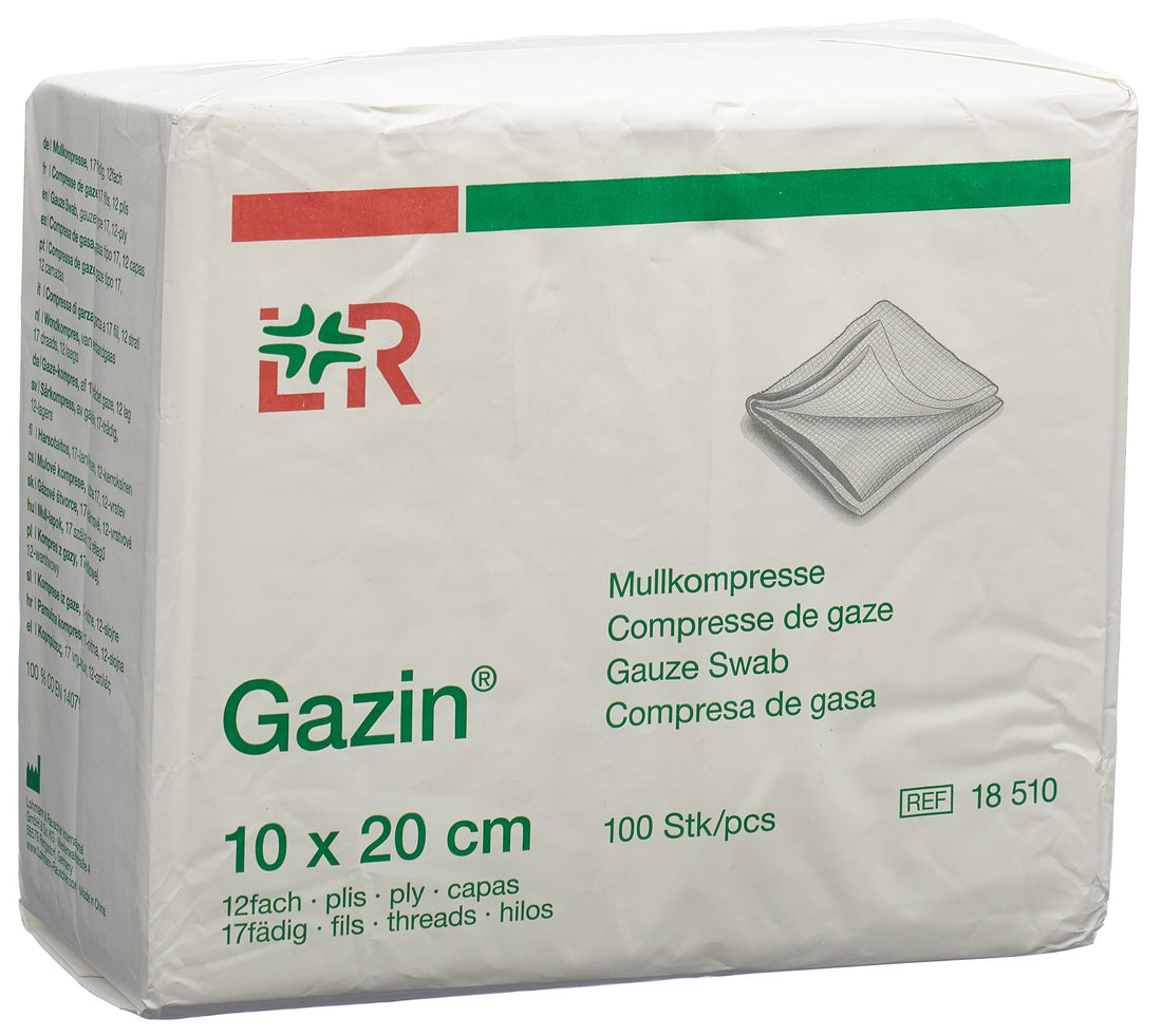 GAZIN Compresses de Gaze Stériles 10x20cm 12 Plis | Lot de 100