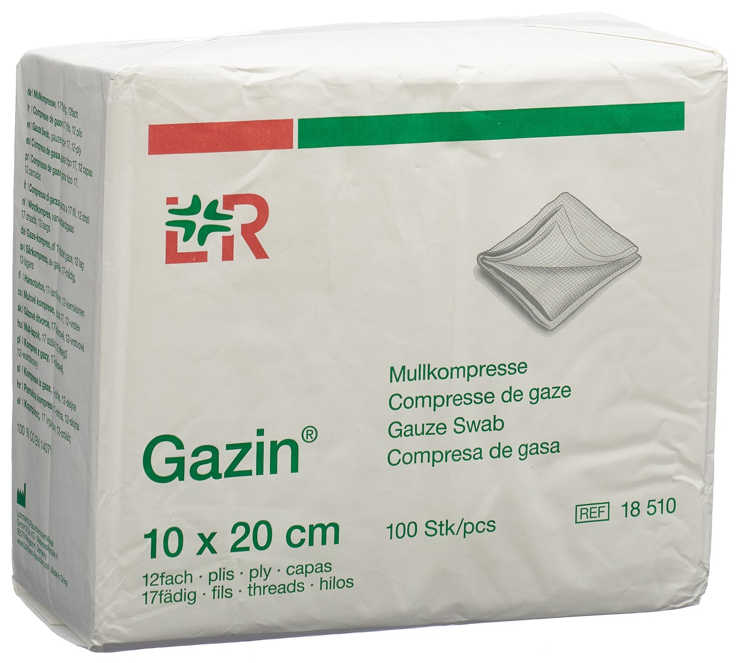 GAZIN Compresses de Gaze Stériles 10x20cm 12 Plis | Lot de 100