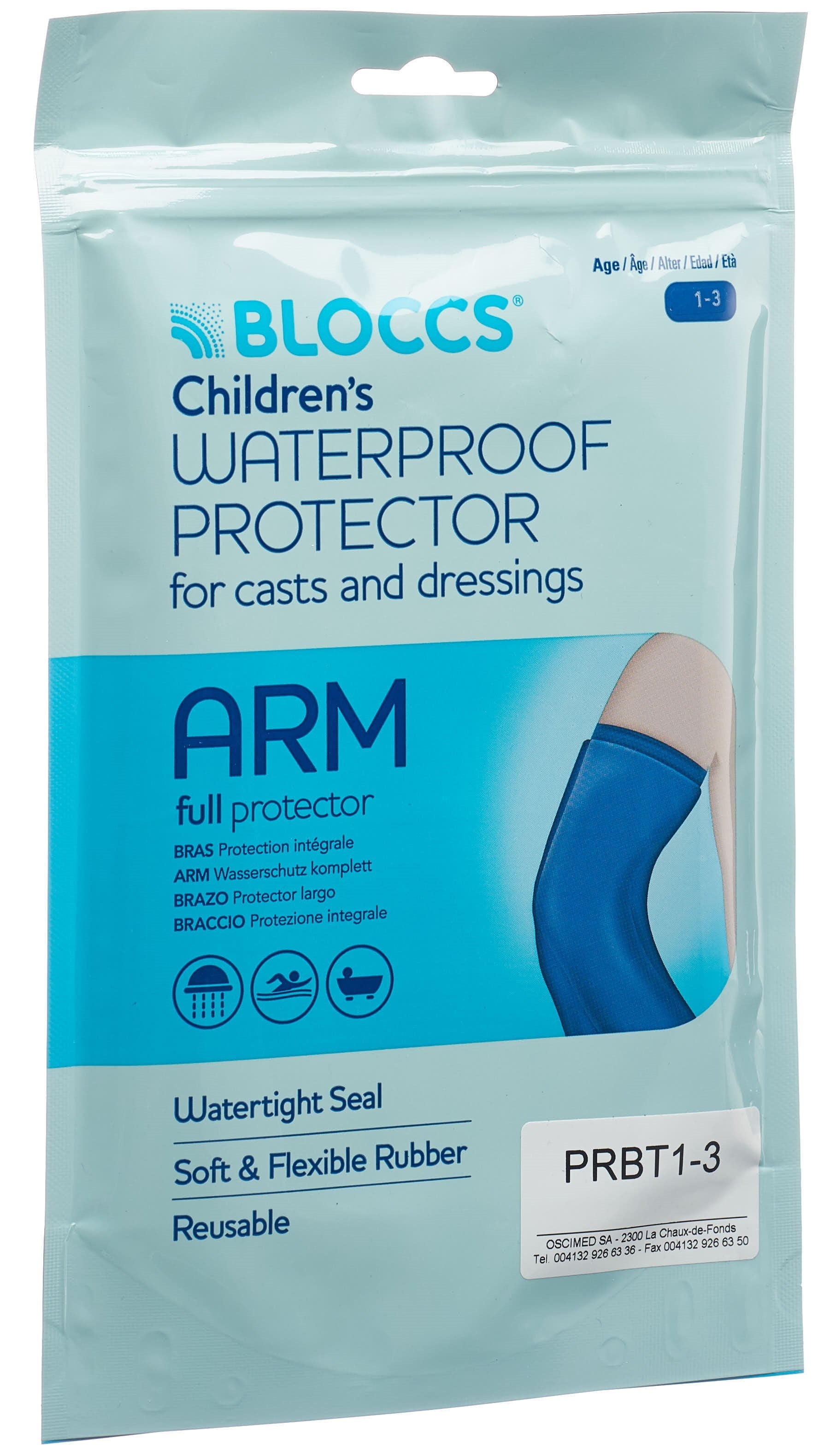 BLOCCS Protège-bras Étanche Enfant pour Bain | 17-28 cm