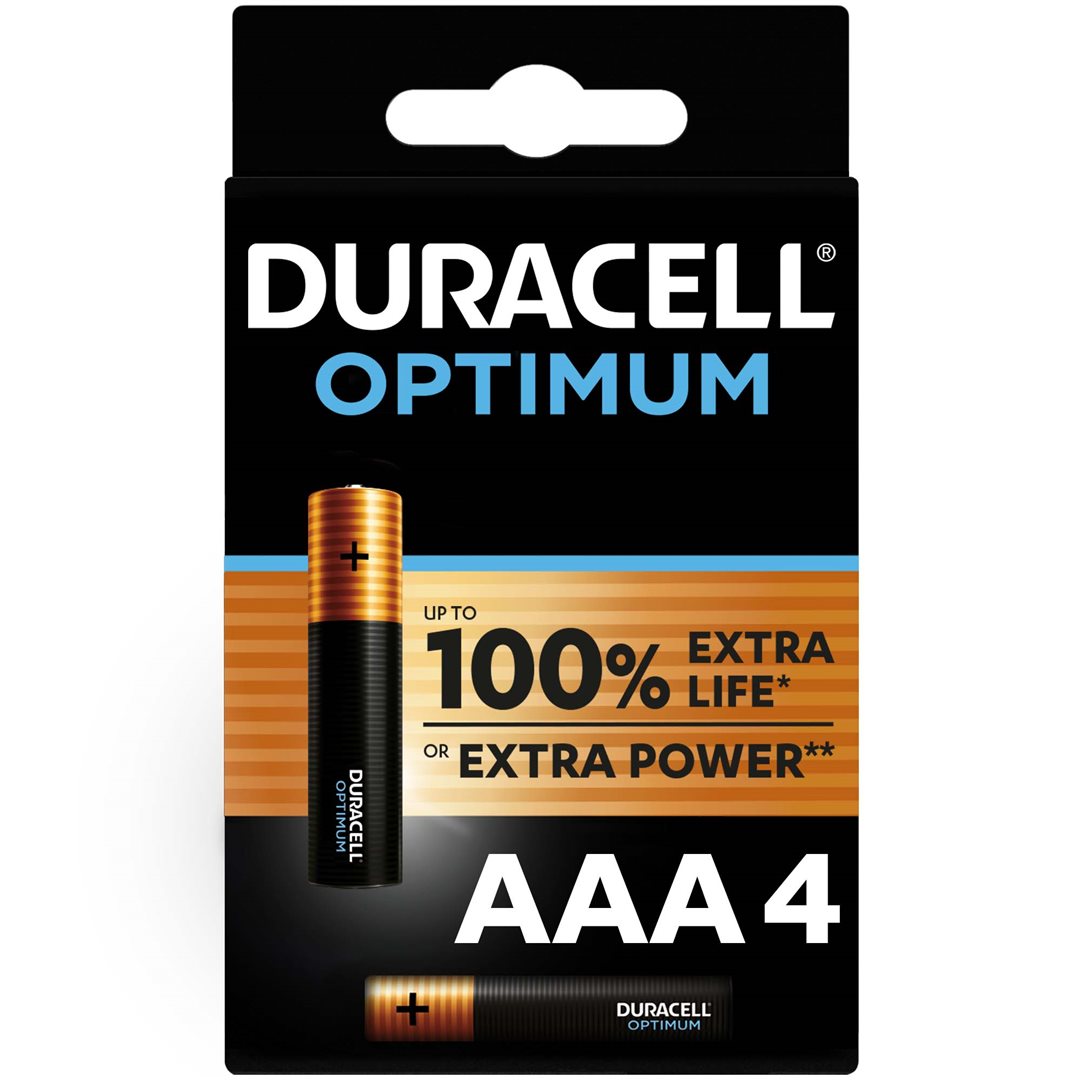 Duracell Optimum AAA 4 piles haute performance | Lot de 4