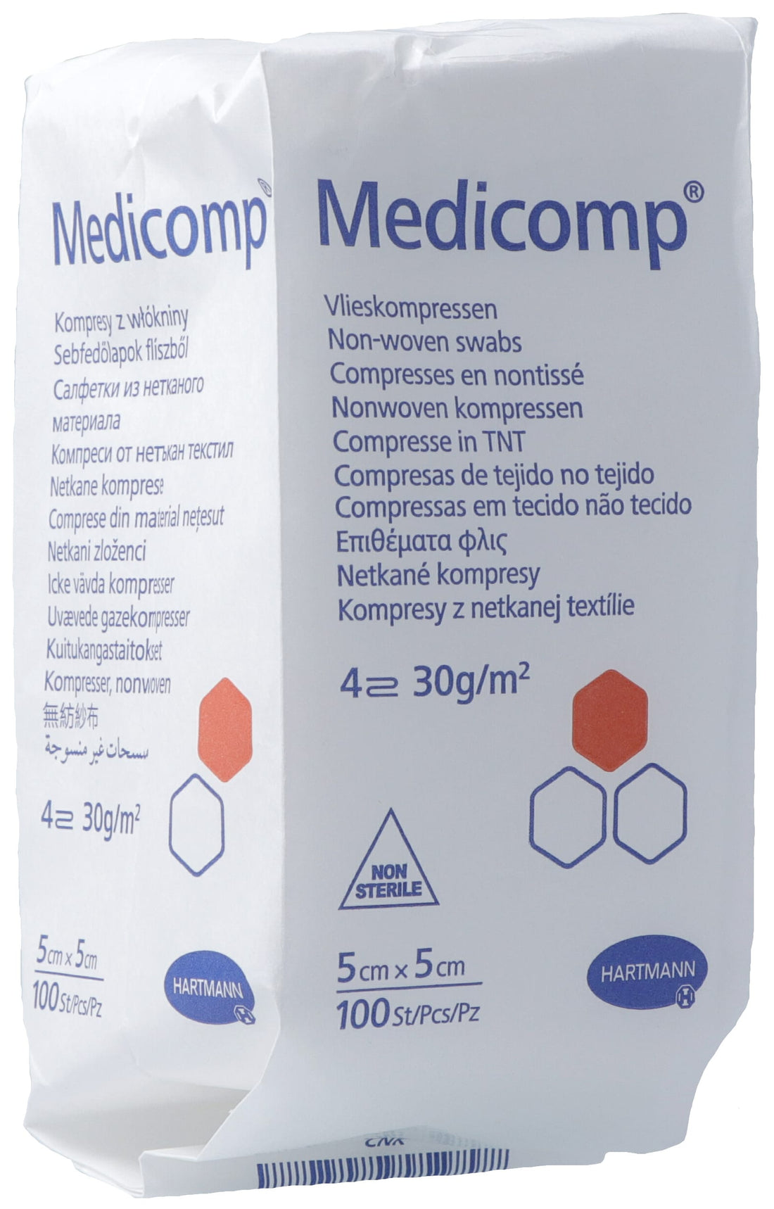 MEDICOMP Compresses Coton 4 plis S30 Soin Plaie | 100 Pièces 5x5cm