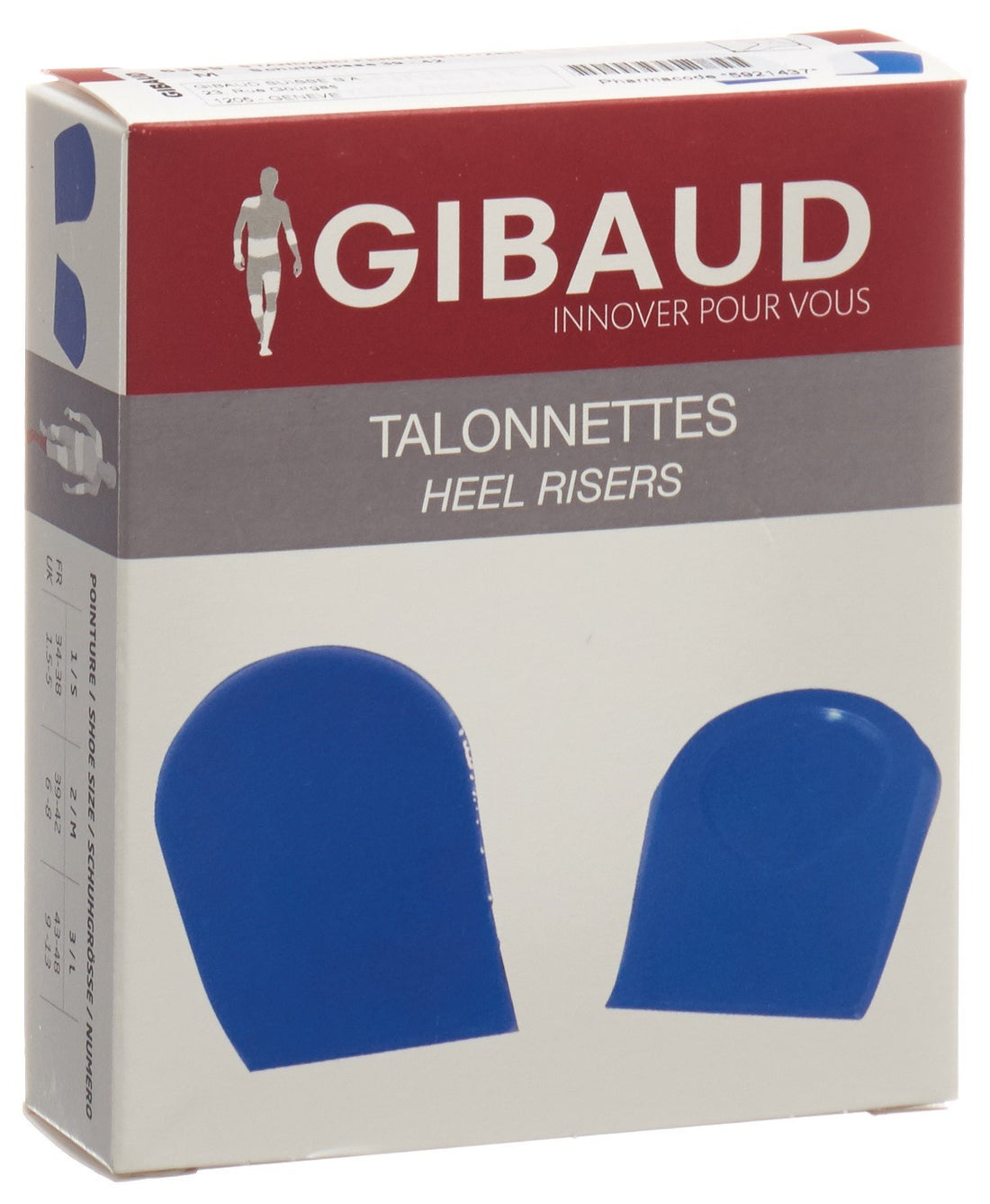 GIBBAUD Talonnette Silicone Confort Douleur Talonnier 39-42 Bleu 1 Paire
