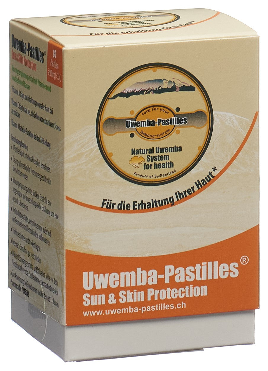 UWEMBA Sun &amp; Skin Protect Pastilles 900 mg 80 pièces | Protection Solaire Efficace
