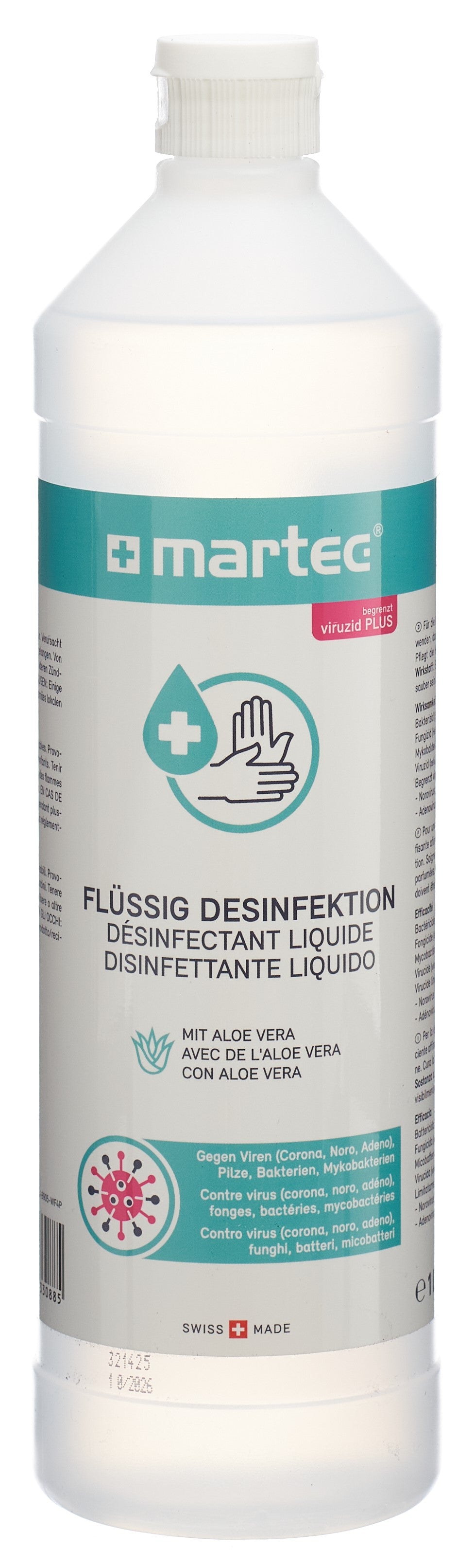MARTEC Gel Désinfectant Mains 1 L | Action Rapide &amp; Efficace