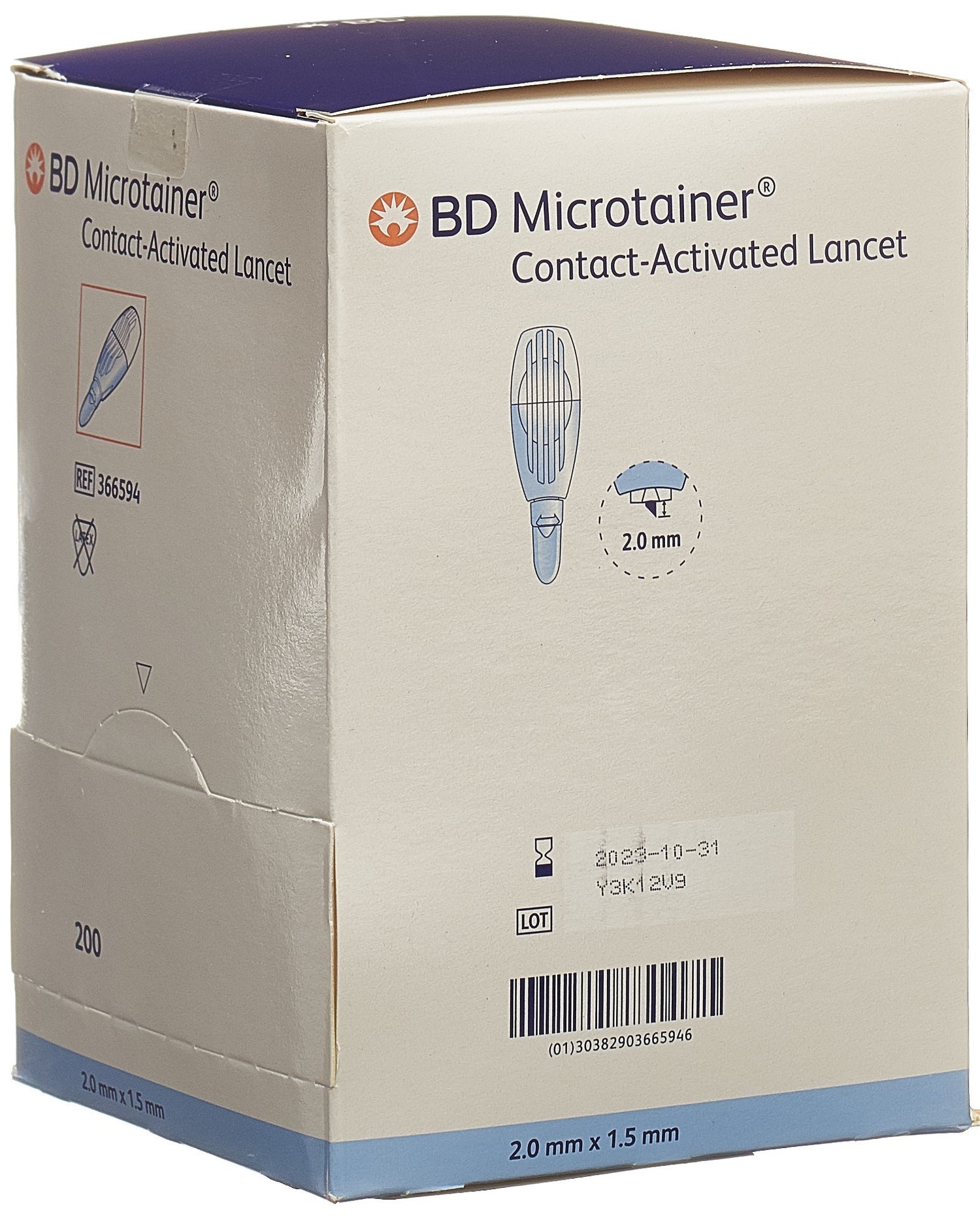 BD Microtainer Lancettes 1.5x2mm Bleu 200 Pièces | Prélèvement Sanguin Facile