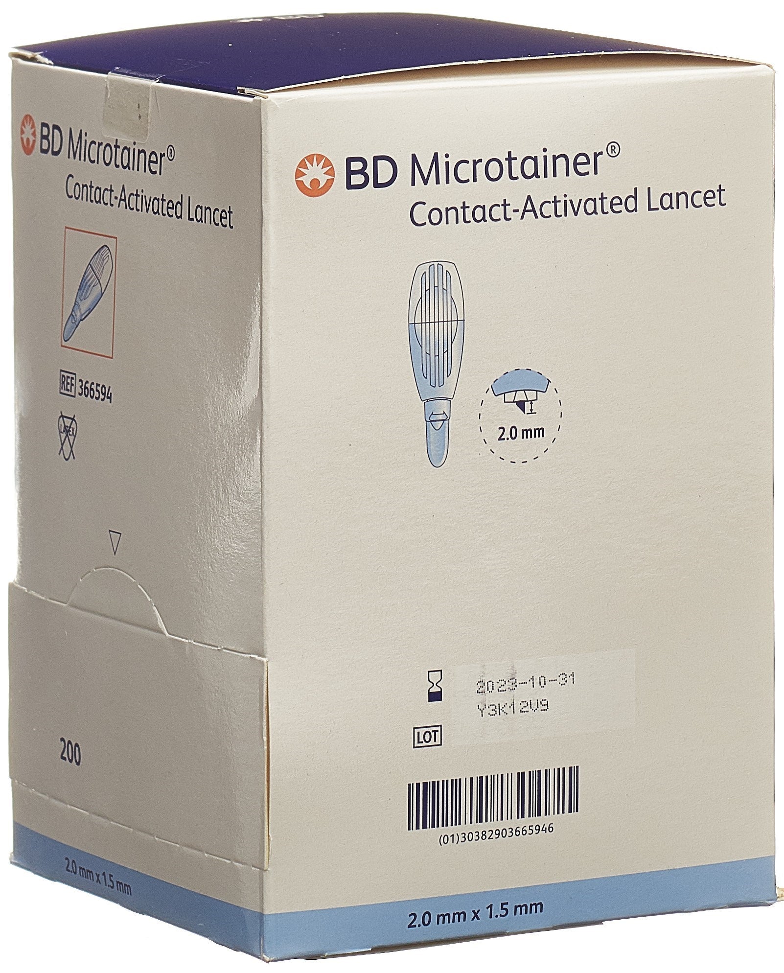 BD Microtainer Lancettes 1.5x2mm Bleu 200 Pièces | Prélèvement Sanguin Facile