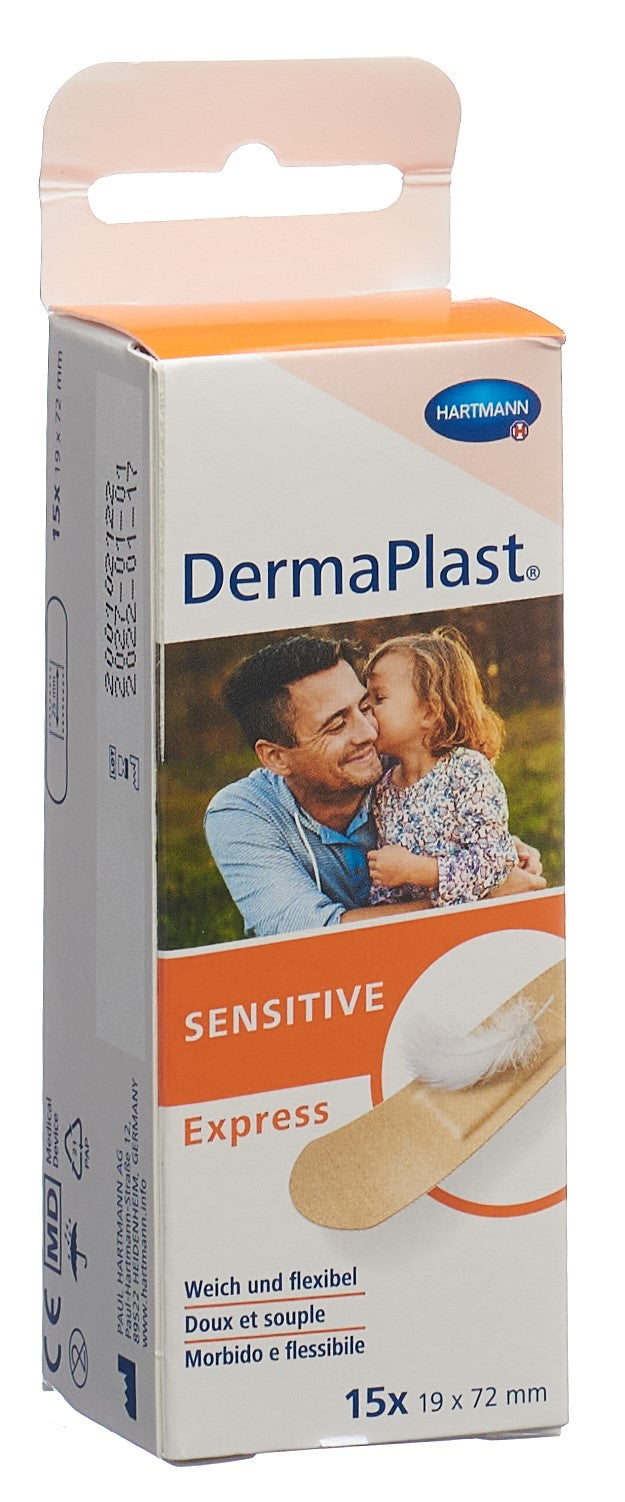 DERMAPLAST Sensitive Express Pansements 19x72mm 15 pièces | Soin Doux