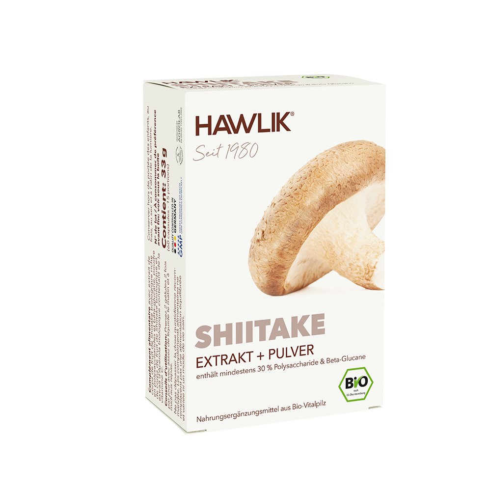 HAWLIK Shiitake Extrait &amp; Poudre 60 Gélules - Immunité Renforcée | Complément Alimentaire