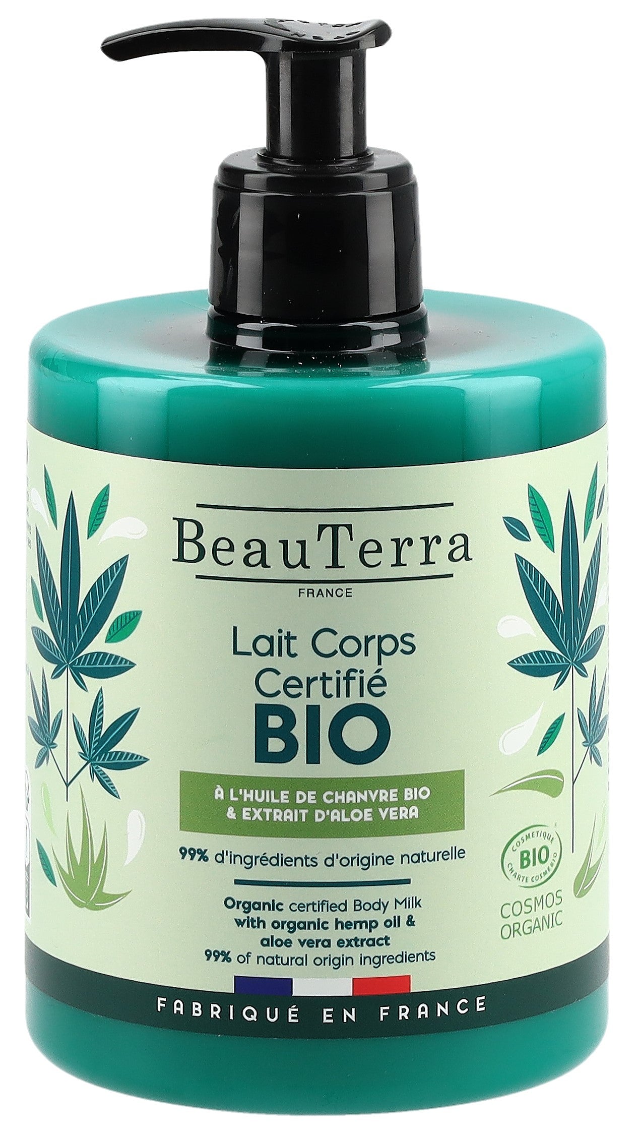 BEAUTERRA Lait Corps Chanvre &amp; Aloe Vera Bio 500 ml Hydratant
