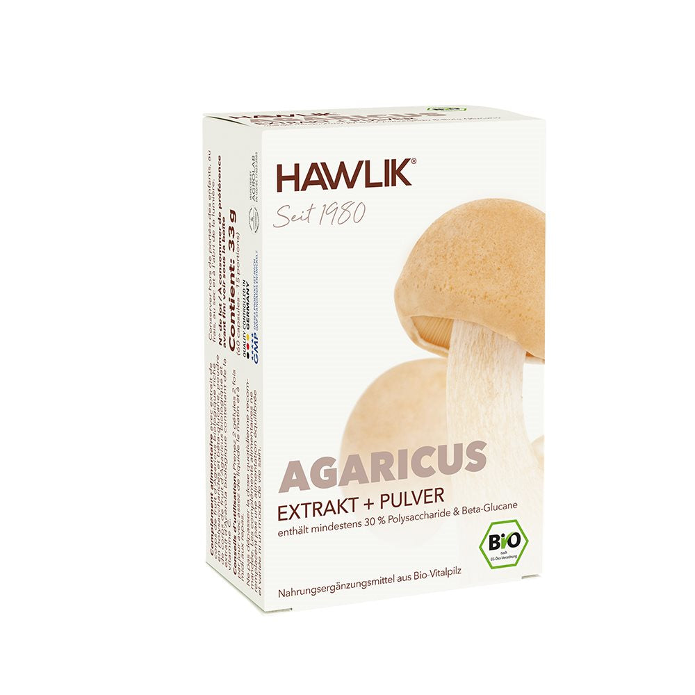 HAWLIK Agaricus Extrait &amp; Poudre 60 Capsules - Soutien Immunitaire Naturel | Complément Alimentaire