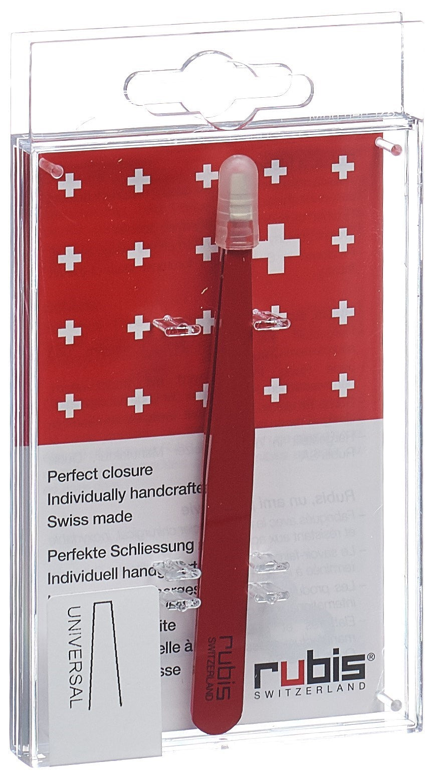 RUBIS Pince à Épiler Droite Inox Rouge Précision | Soin Visage