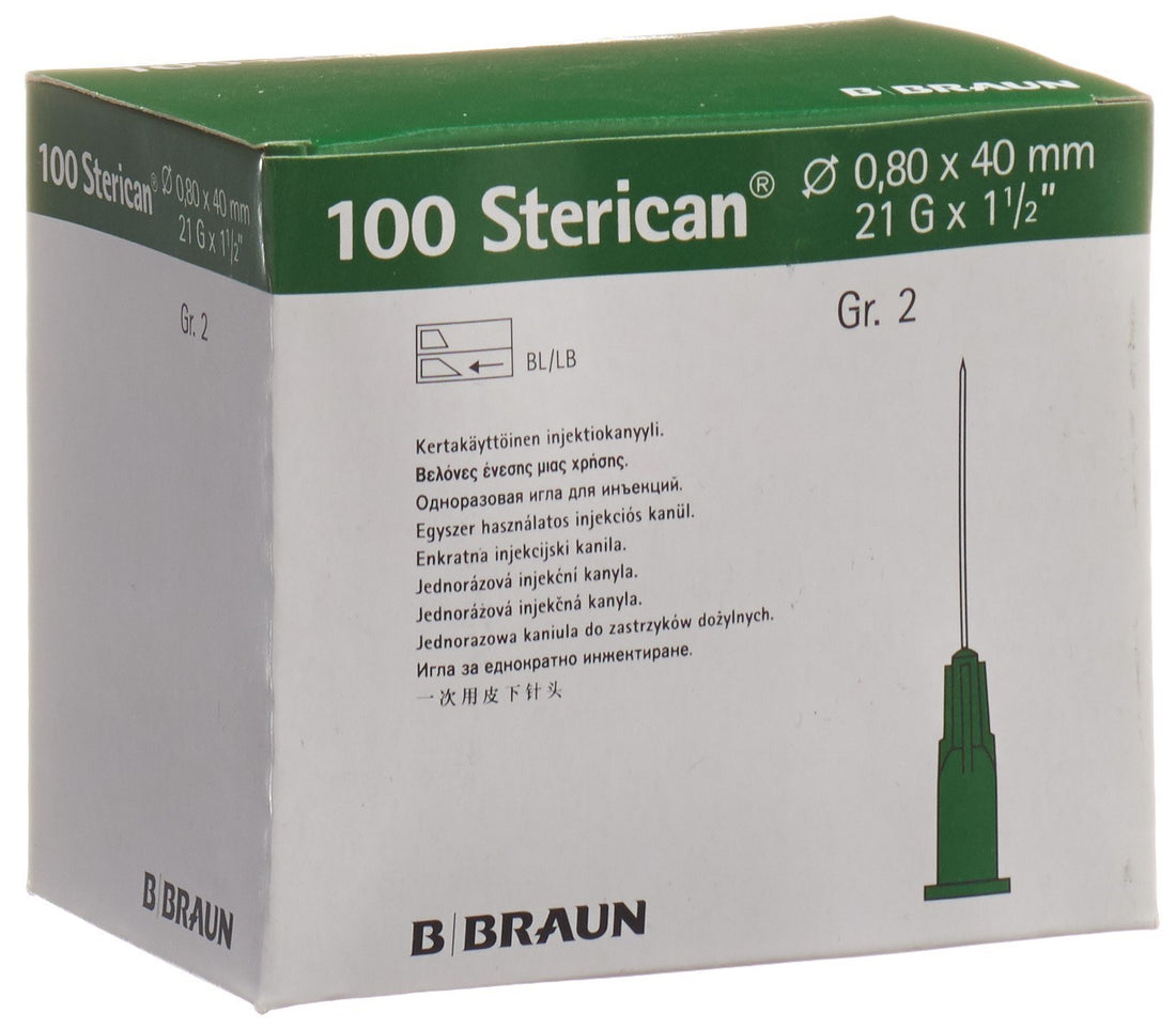 STERICAN Aiguille Verte Luer 21G 0.80x40mm 100 Pcs