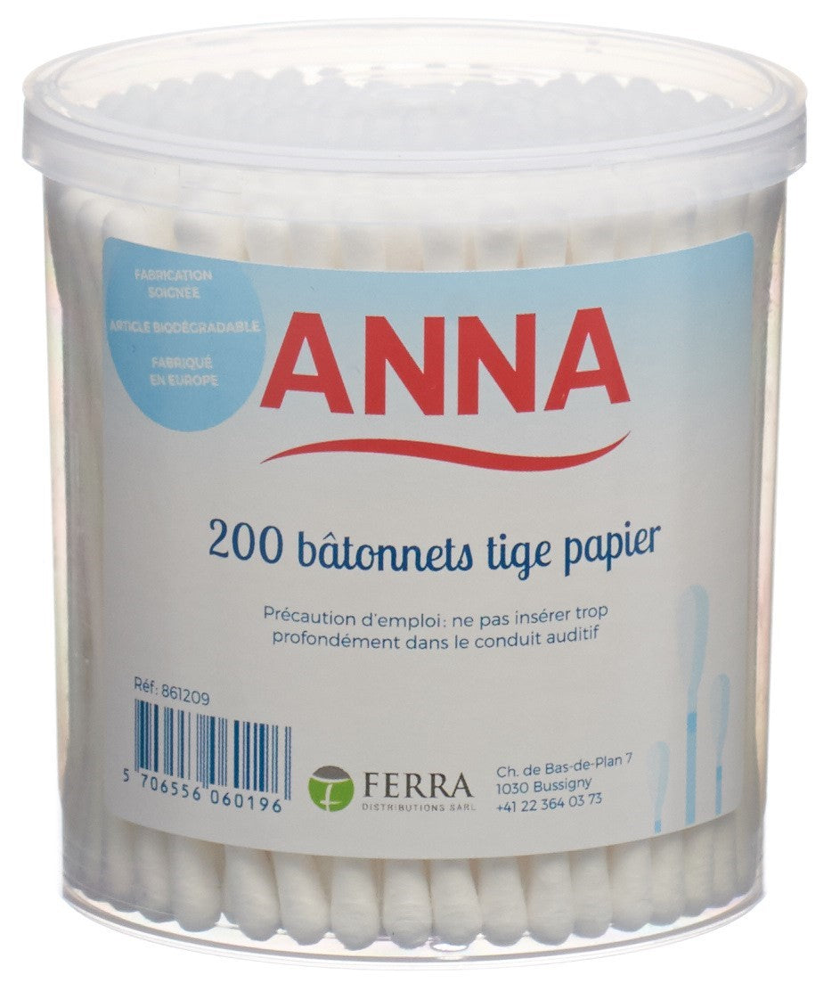 ANNA Coton-tiges Papier 200 Pièces | Douceur &amp; Hygiène