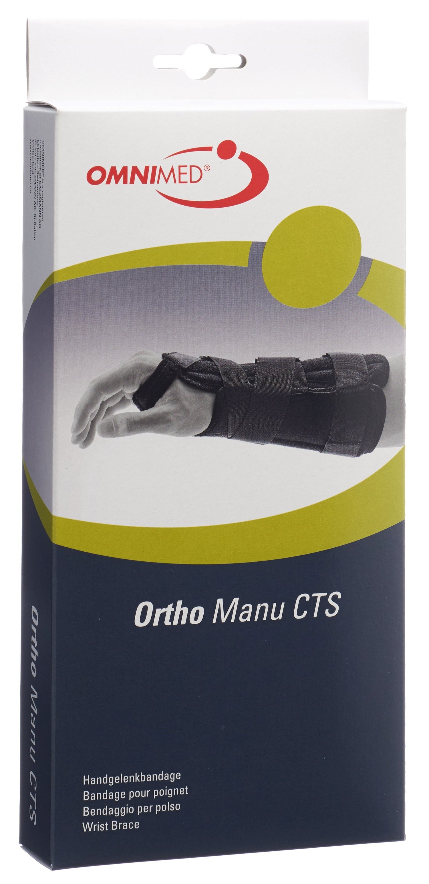 OMNIMED Ortho Manu CTS Bandeau Poignet Noir M 22cm Soulage Douleur