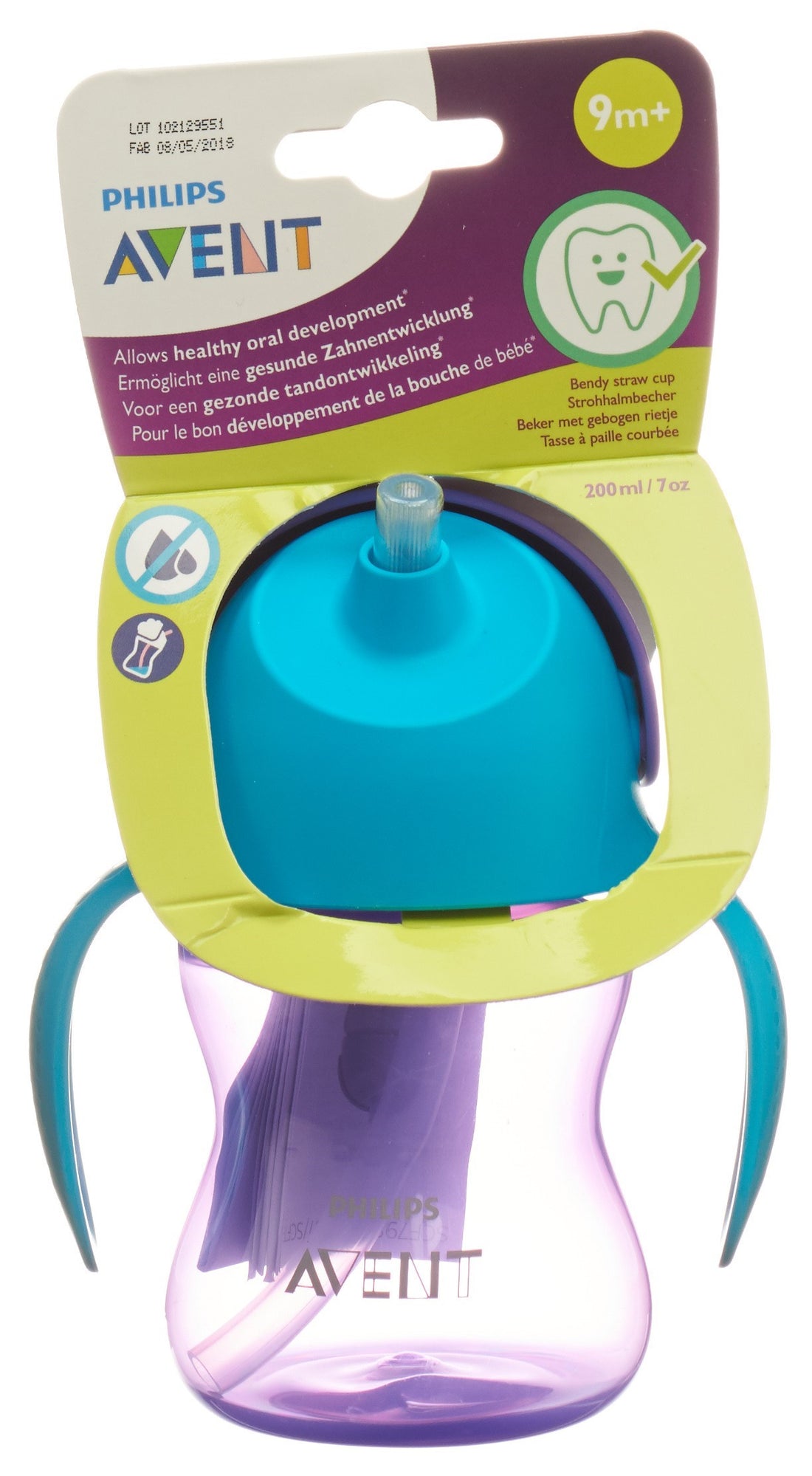 PHILIPS AVENT Tasse Paille 200 ml Fille Lilas | Boisson Facile