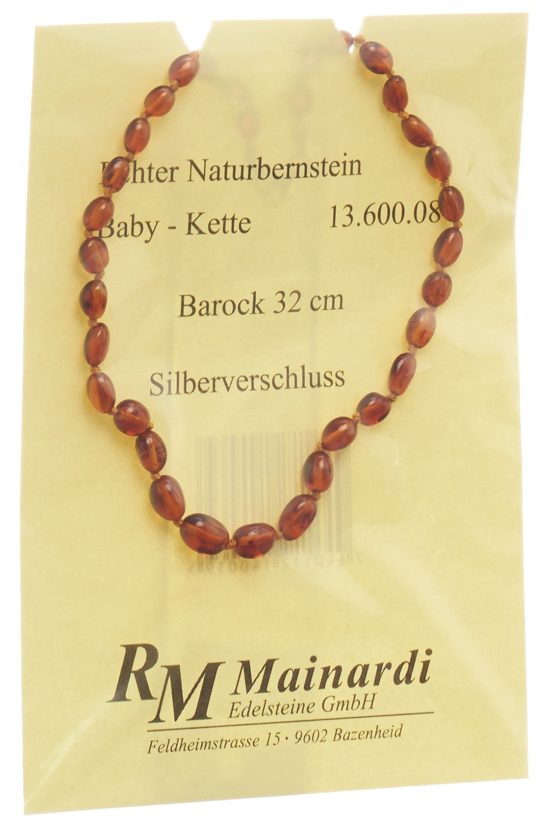 MAINARDI Ambre Natur 32cm Baroque Fermeture Argent | Collier