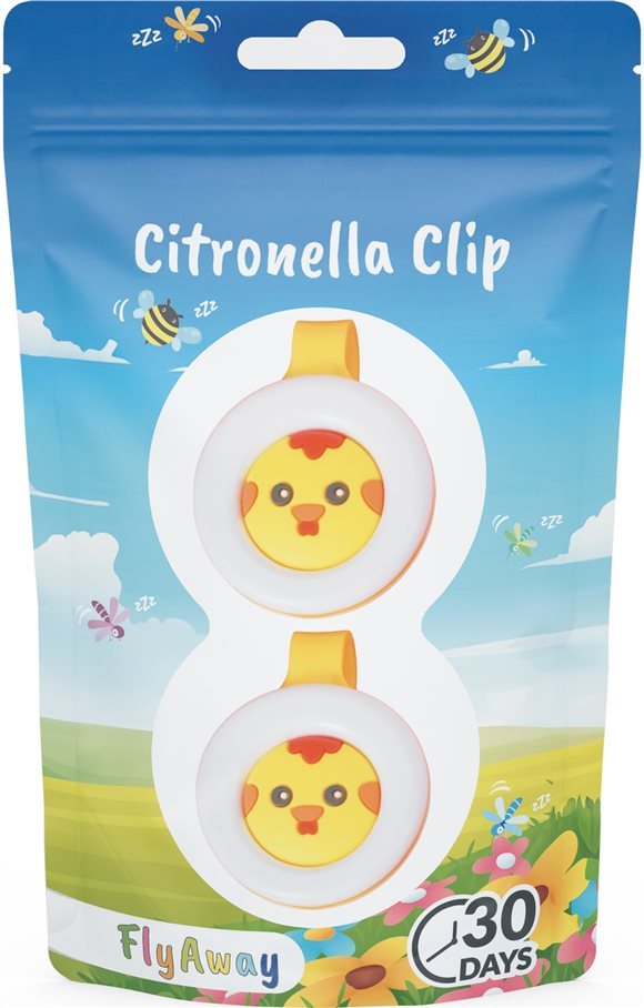 FLYAWAY Clip Anti-Moustiques Citronnelle Double Action | Pack 2 Pièces