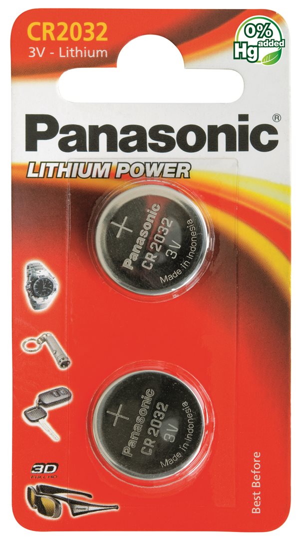 PANASONIC CR2032 Piles Bouton Lithium 3V 2 Pièces | Haute Performance