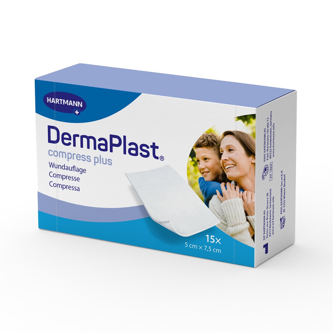 DERMAPLAST Compress Plus Pansement Compressif 5 x 7.5 cm | 15 Pièces