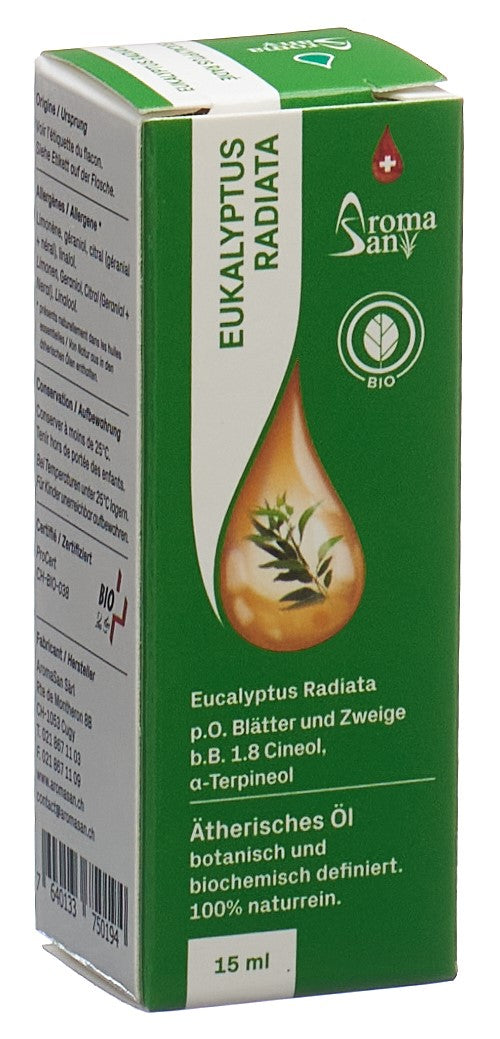 AROMASAN Huile Essentielle Eucalyptus Radiata Bio 15 ml | Respiration