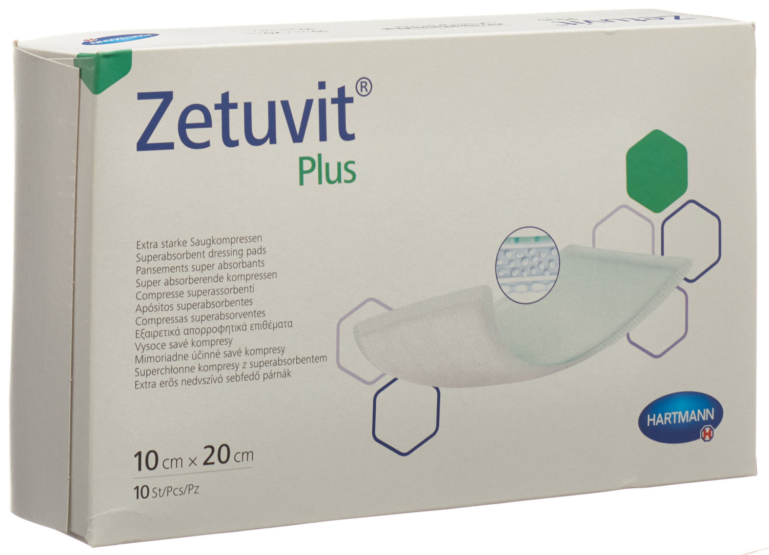 ZETUVIT Plus compresse absorbante 10x20cm 10 pce