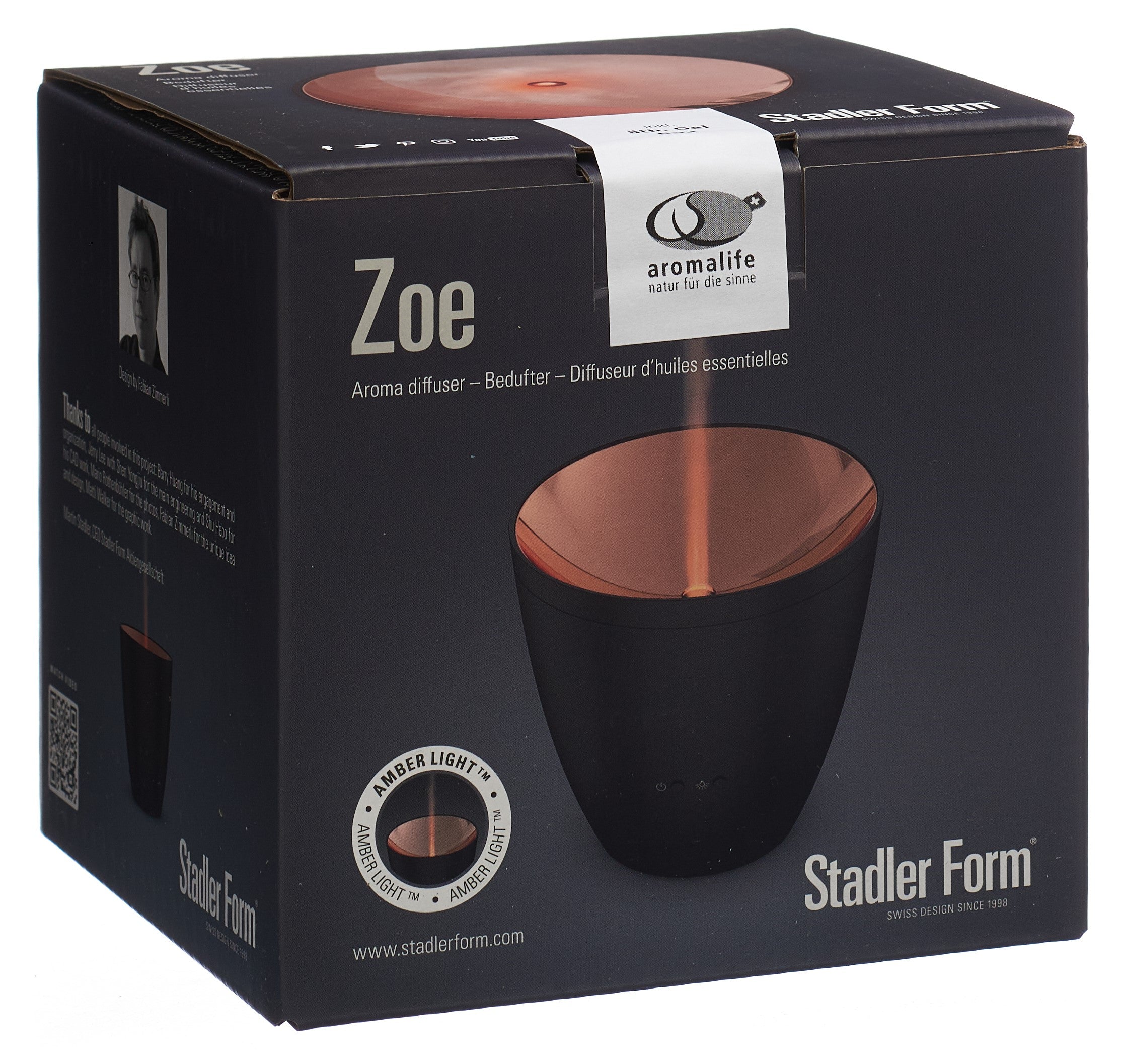 AROMALIFE Zoe Diffuseur Aromathérapie Ambre | Noir