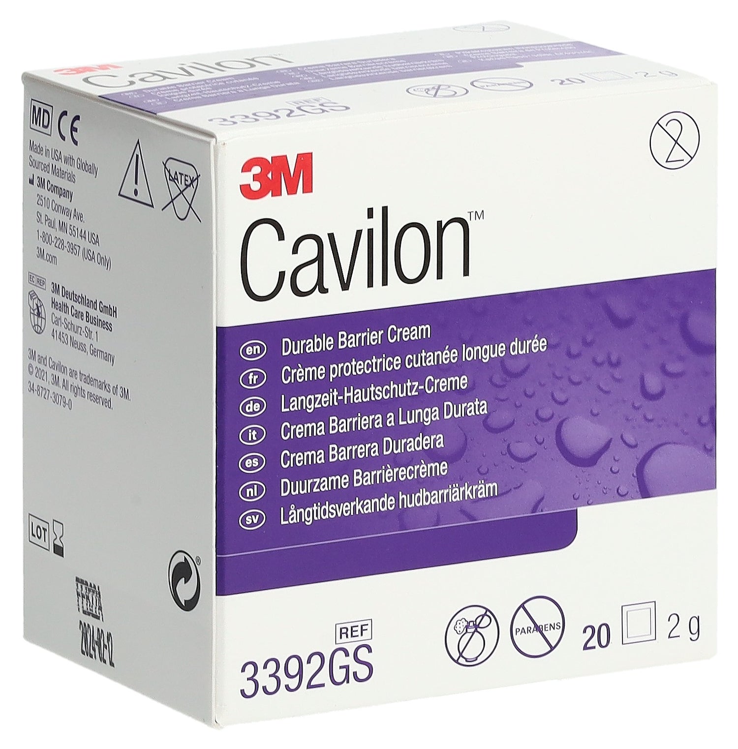 3M CAVILON Durable Barrier Cr impr (nouv) 20 x 2 g