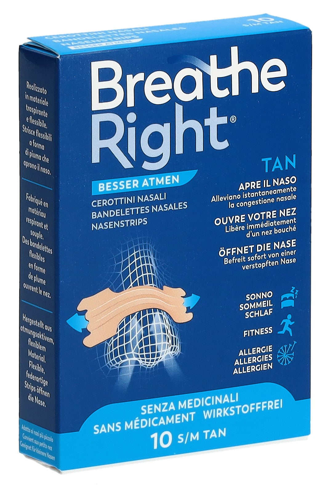Breathe Right Nasal Strips Adhésives 10 Pièces | Aide Respiratoire