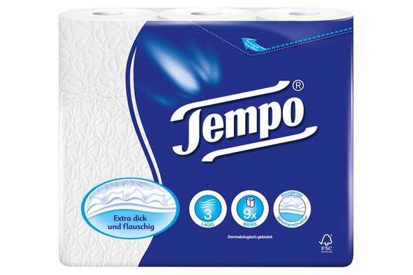 TEMPO Papier Toilette Classic 3 plis Douceur &amp; Résistance | Lot 9 Rouleaux