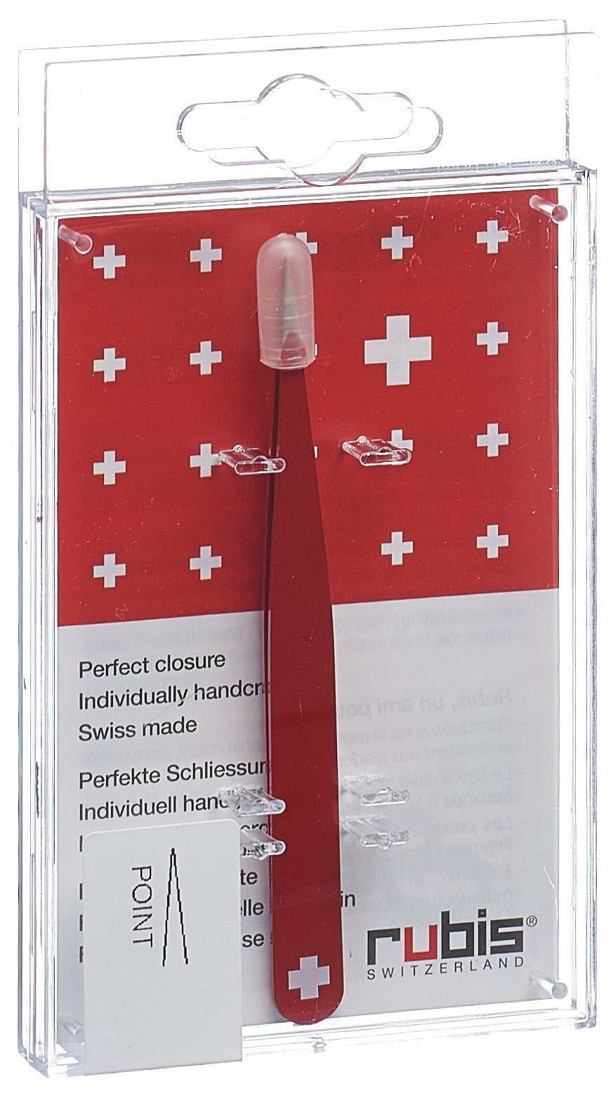 RUBIS Pince à Épiler Croix Suisse Pointue Rouge Inox Précision | Soin Visage