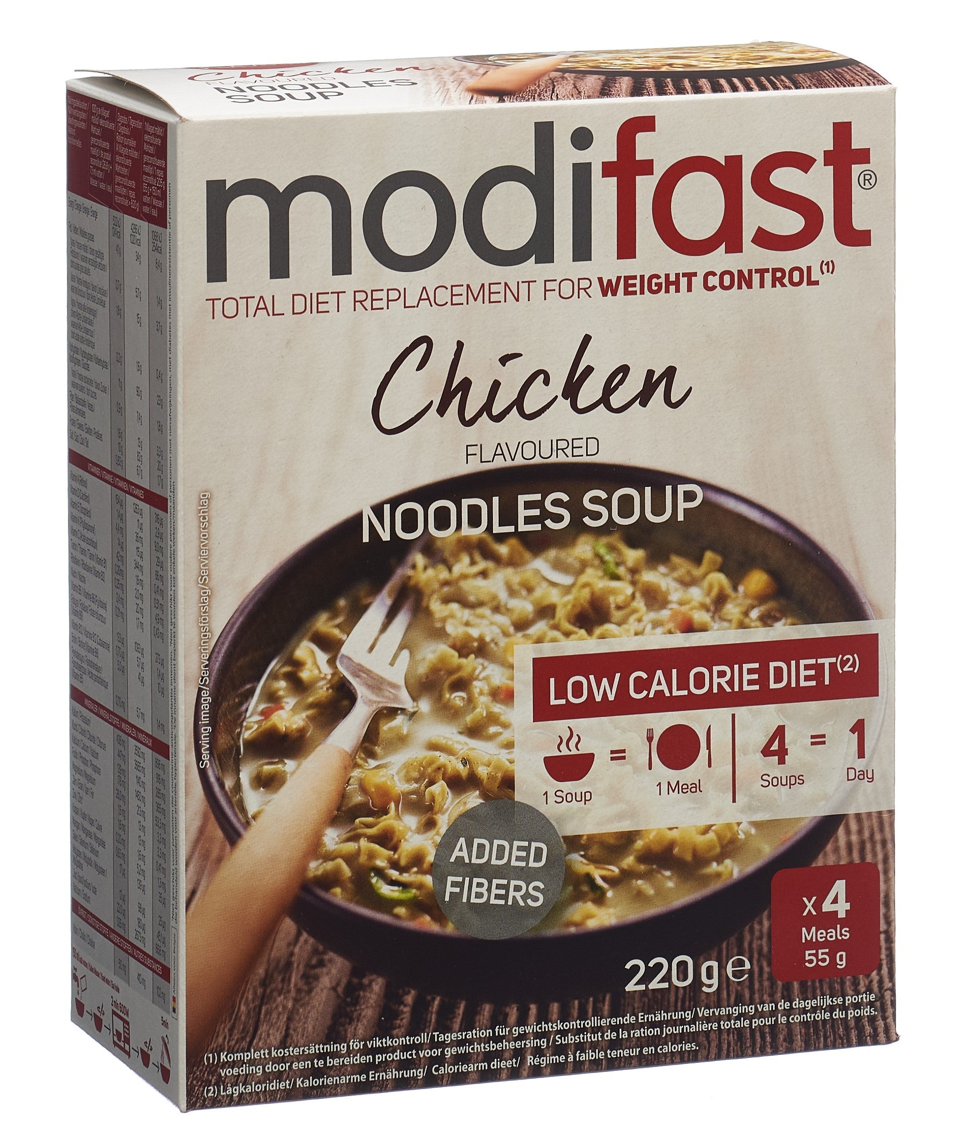 MODIFAST Soupe Nouilles Poulet Repas Équilibré 4 x 55 g
