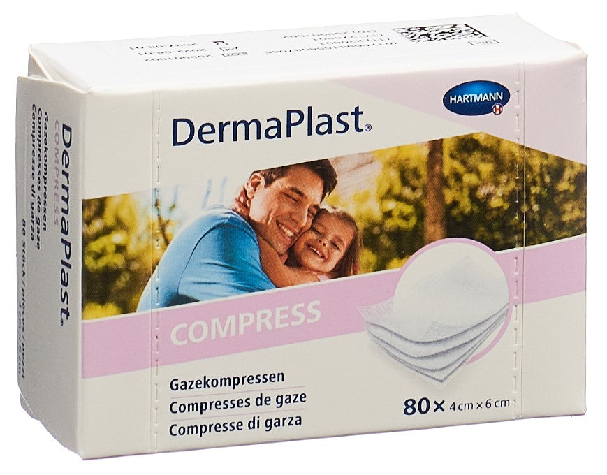 DERMAPLAST Compresses Coton 4 x 6 cm 80 pièces | Soin Blessures