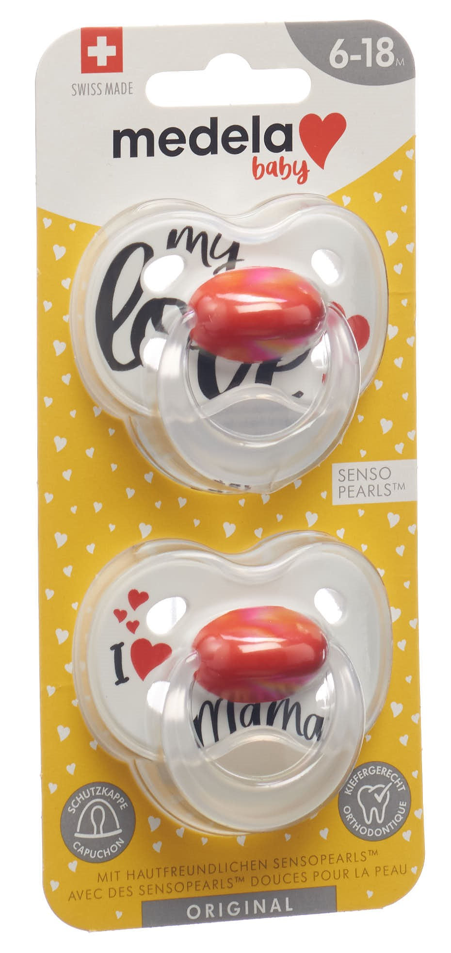 Medela Sucette Original 6-18 Mois Sig Love Lot de 2 | Apaisante