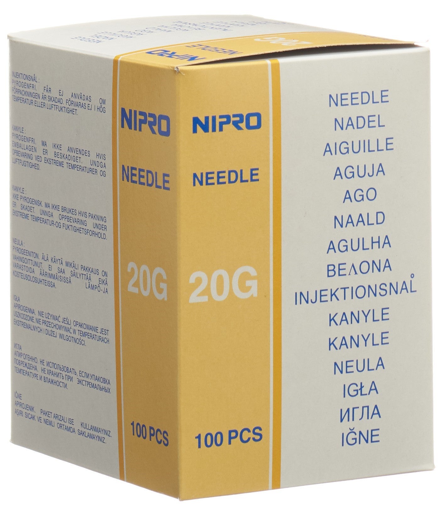 NIPRO Aiguilles Hypodermiques 0.9 x 70 mm Jaune | Boîte de 100