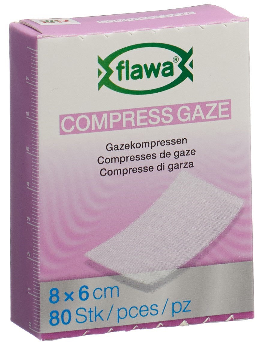 FLAWA Compresses Gaze Stériles 6x8cm - Soin Blessures | 80 Pièces