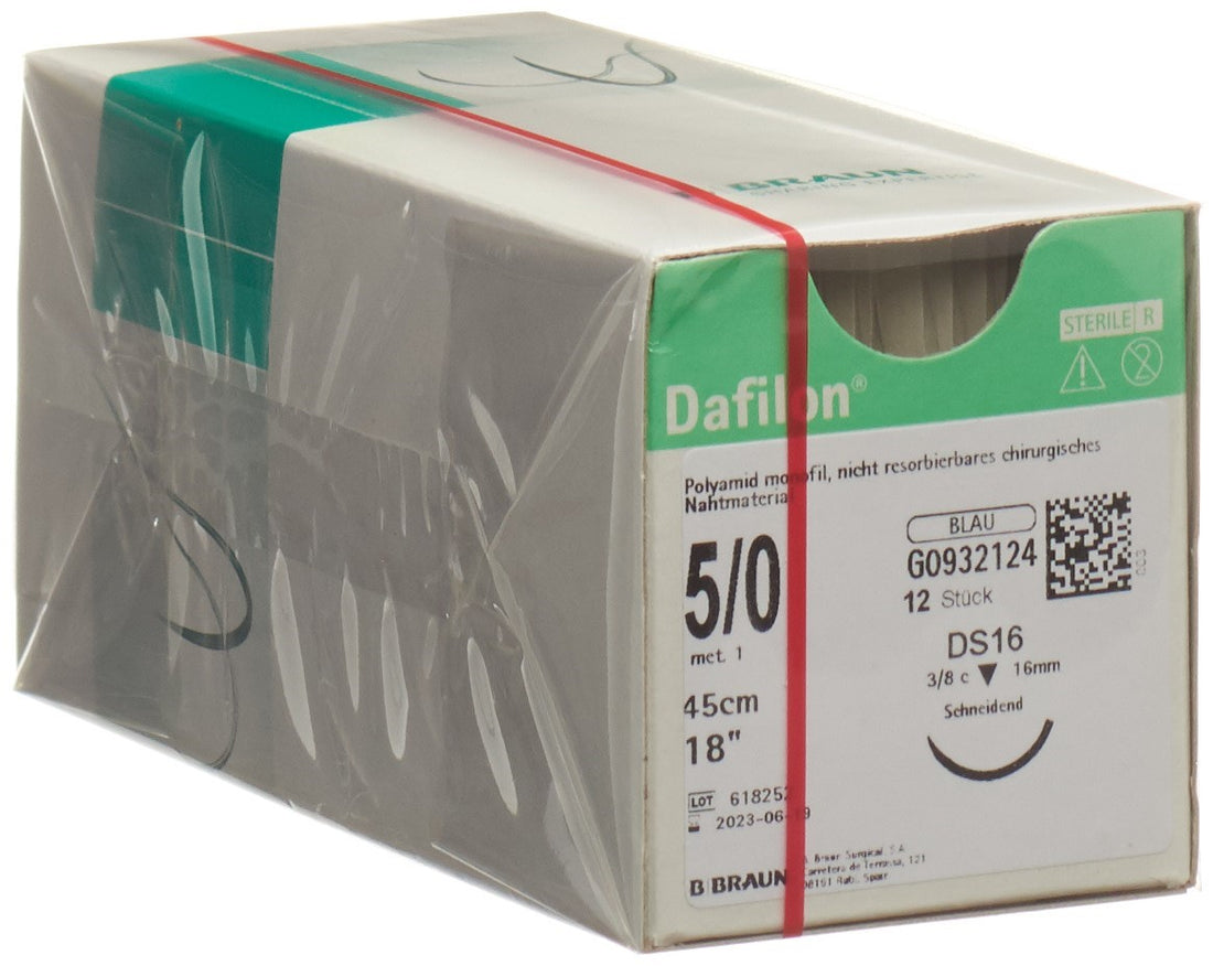 DAFILON Fil Chirurgical Bleu 45cm DS 16 5-0 12 Pièces