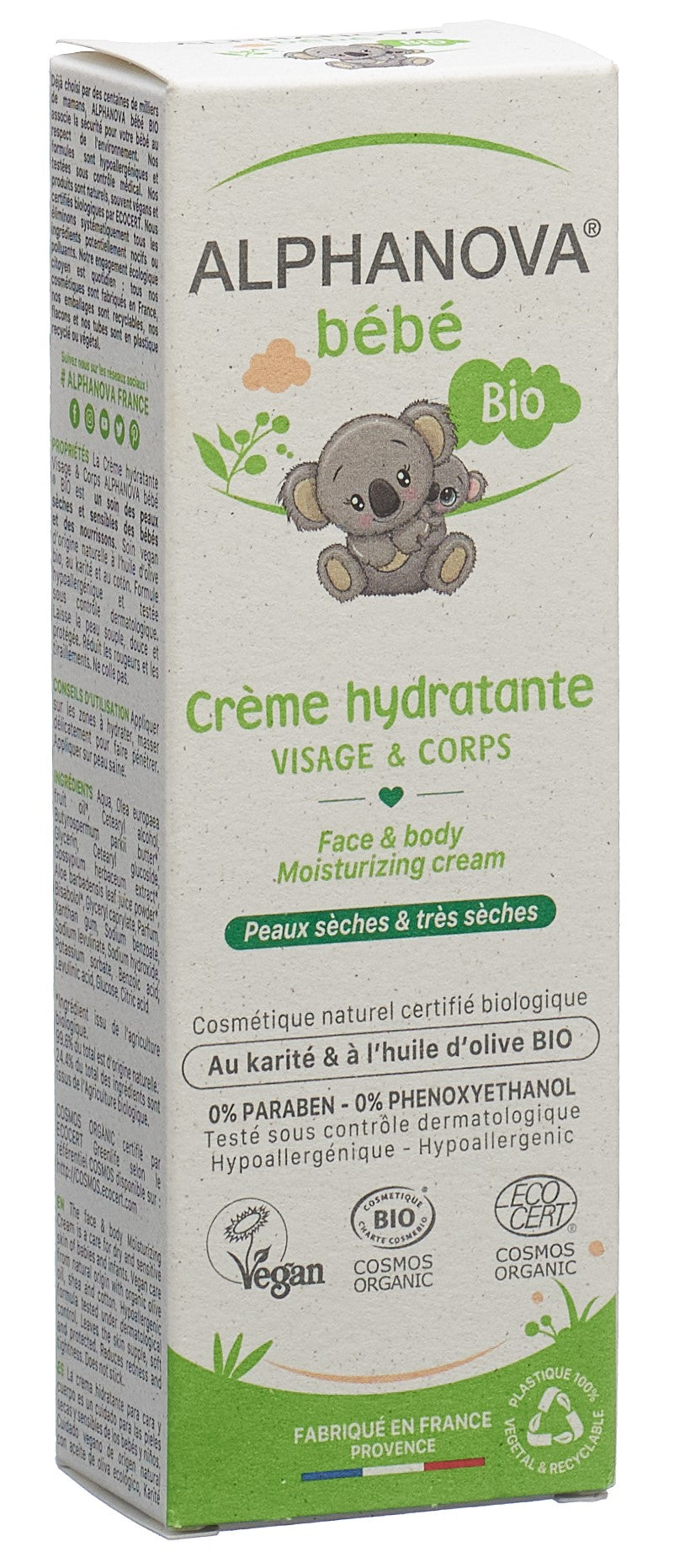 ALPHANOVA BB Crème Hydratante Visage Peau Sèche 75 ml