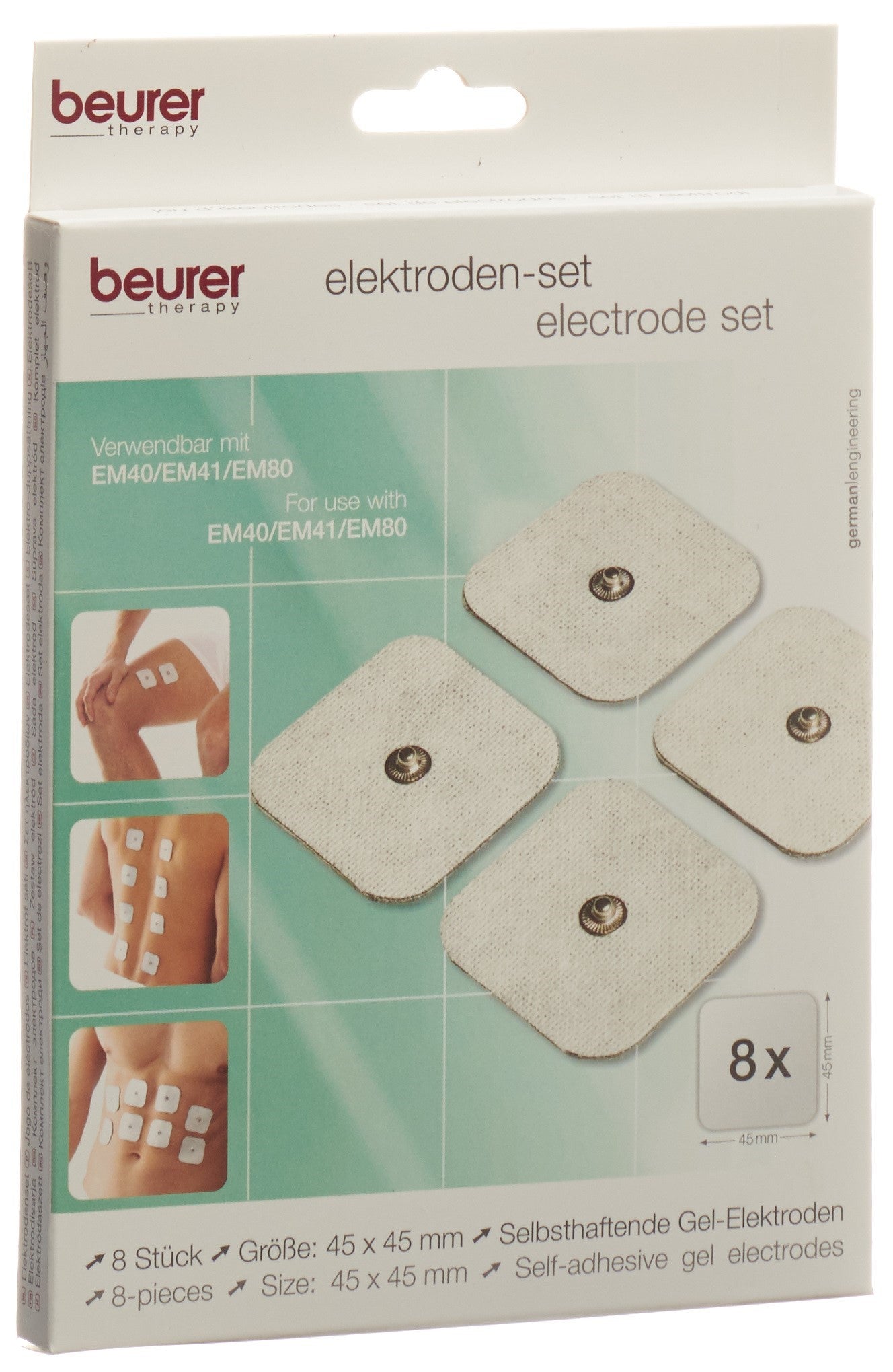 BEURER Électrodes TENS Standard 45x45mm Soulagement Douleur | 8 Pièces