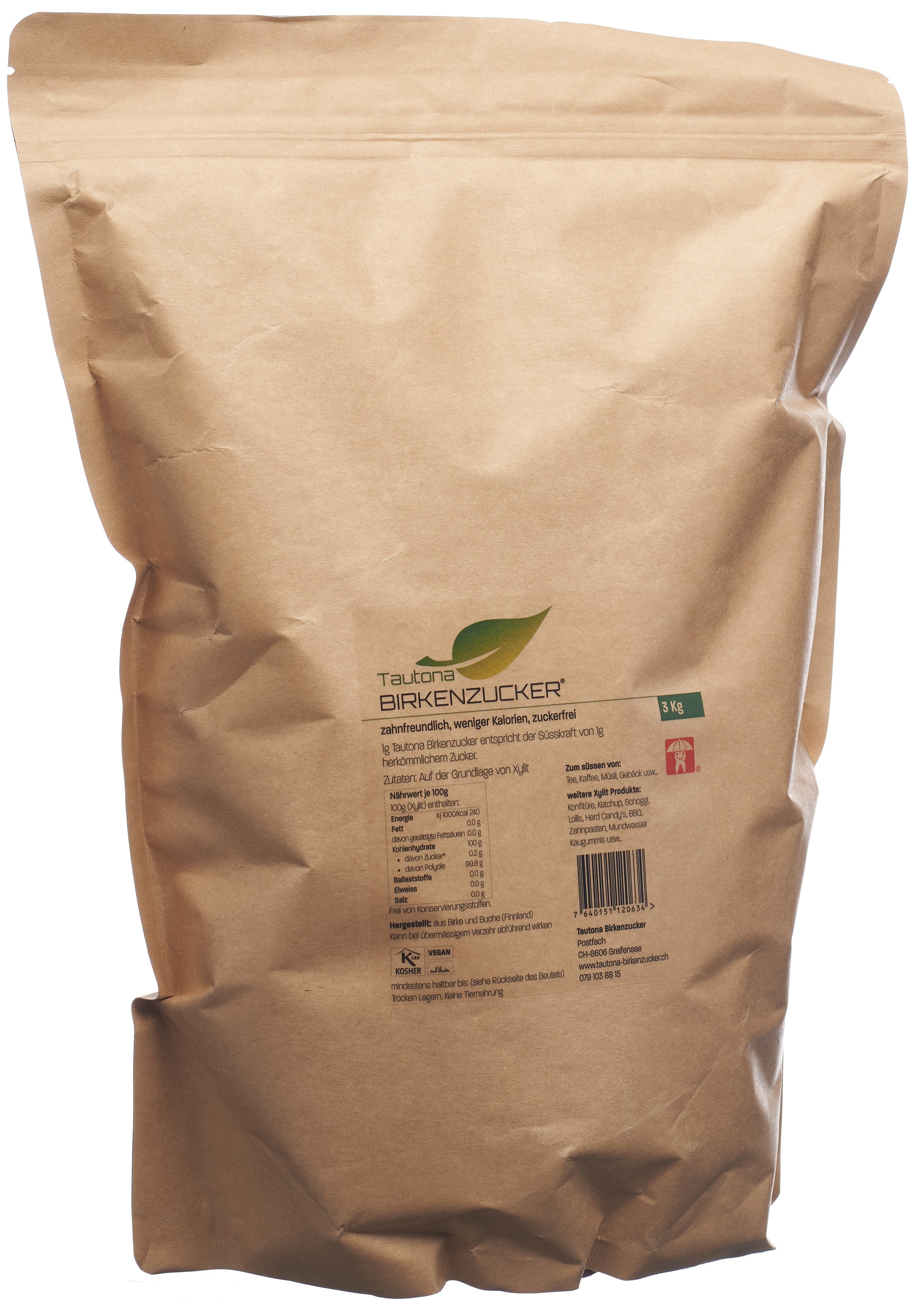 TAUTONA Xylit Sucre de Bouleau Recharge 3 kg | Naturel