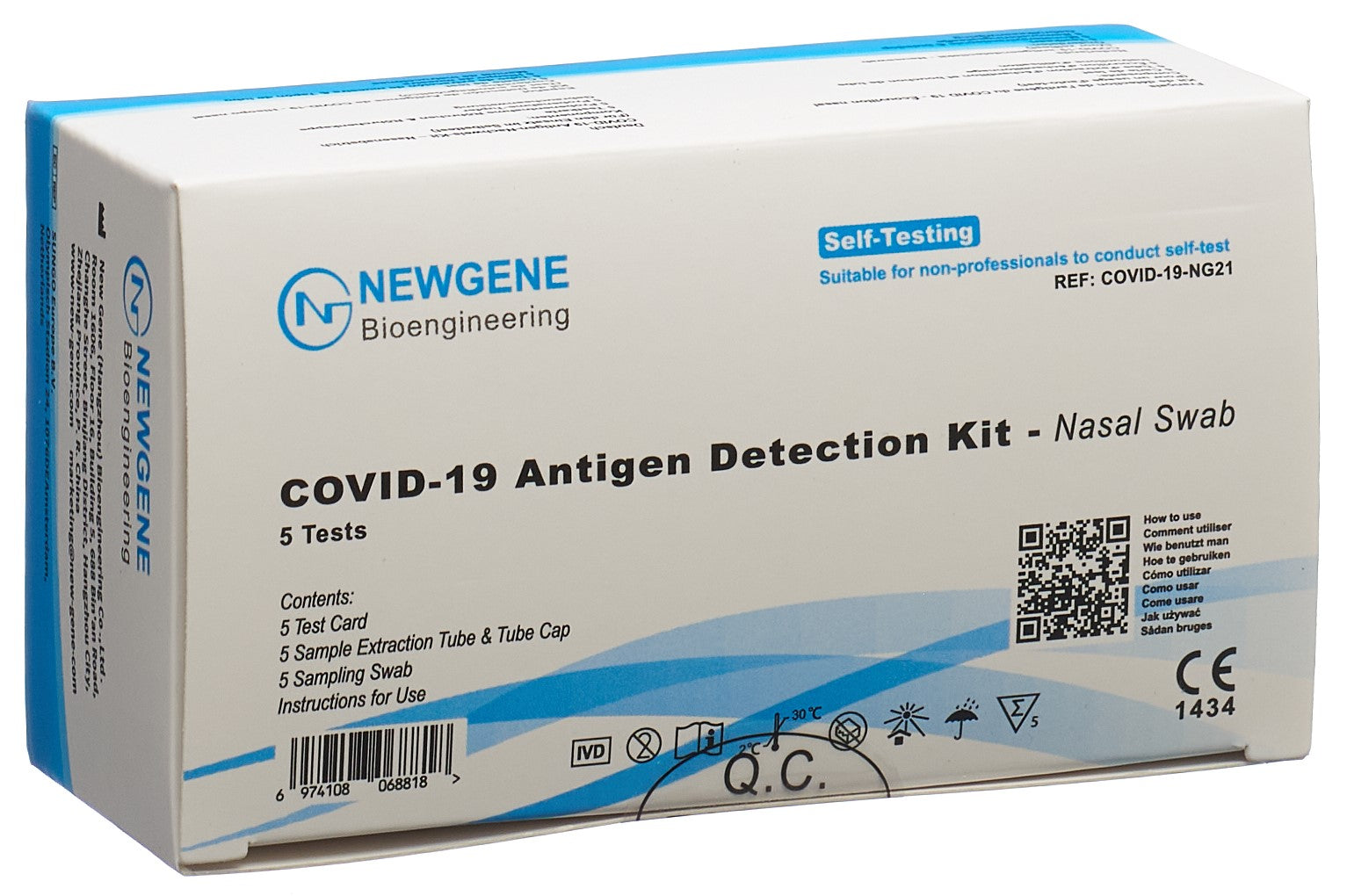 NEW GENE Kit Test COVID-19 Antigène nasal Rapide | 5 Tests