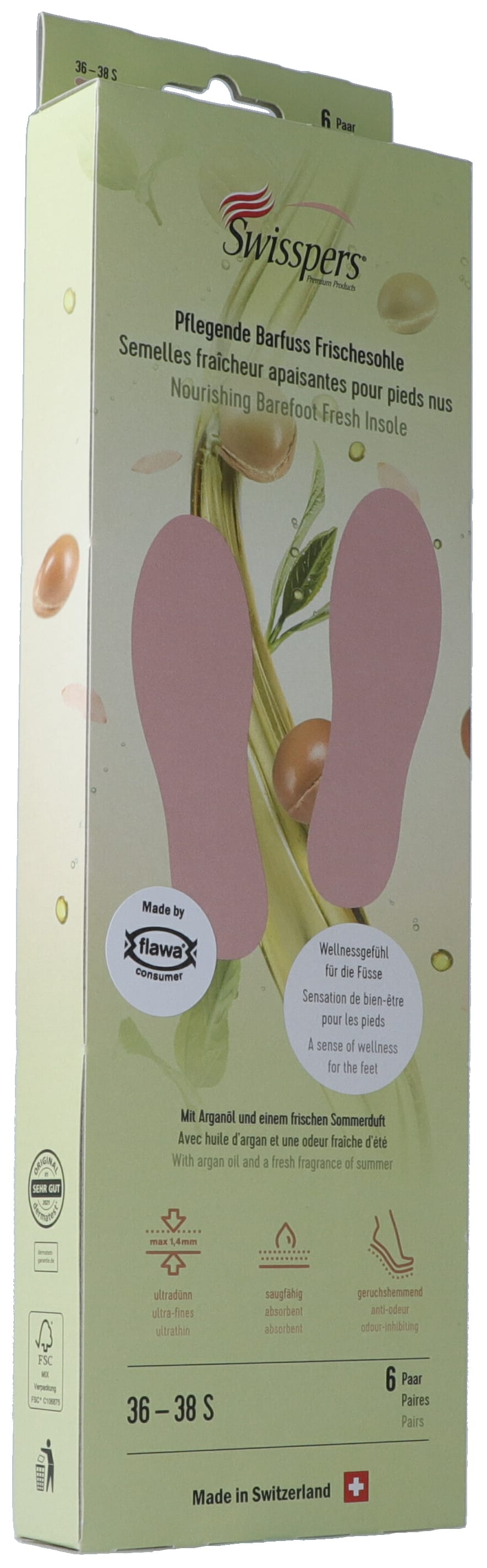 SWISSPERS Semelles Pieds Nus S 38 Rose | Confort &amp; Soutien 6 Paires