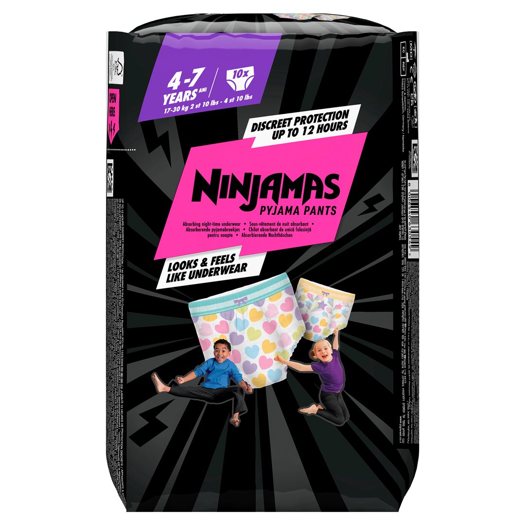 Pampers Ninjamas Culotte Pyjama Fille 4-7 ans 10 pièces