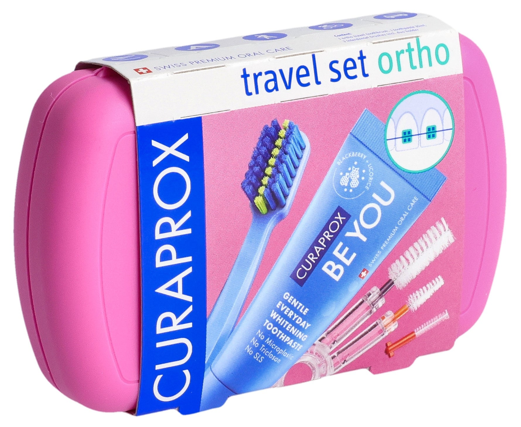 CURAPROX Set Voyage Orthodontie Rose | Soin Complet Voyage