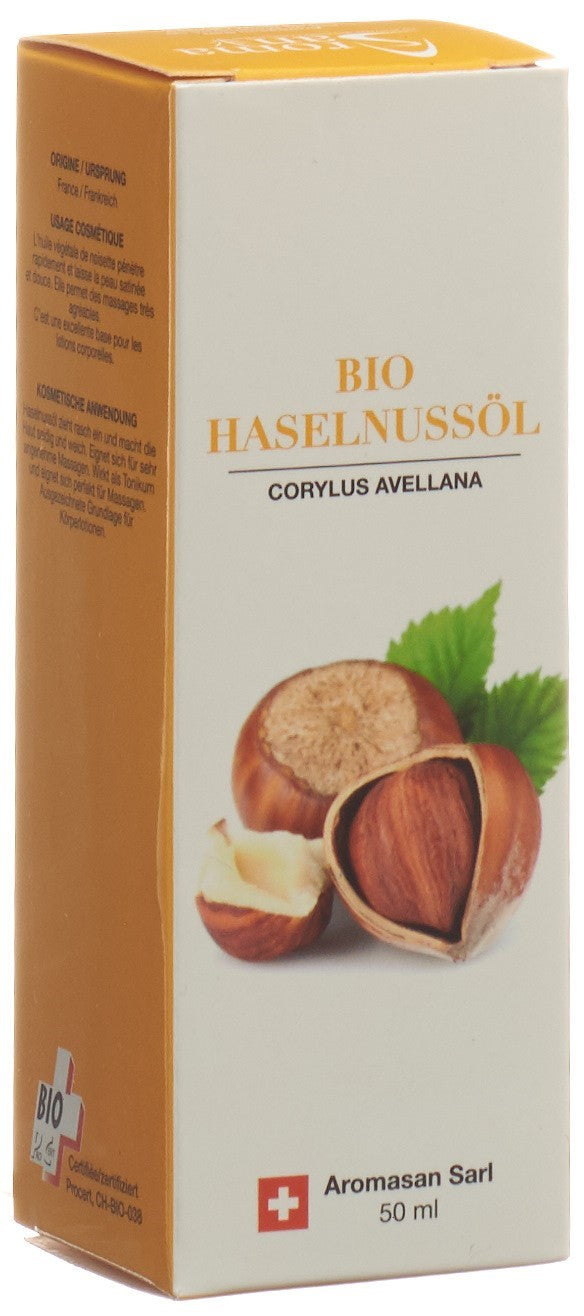 AROMASAN Huile Végétale Noisette Bio Soin Visage &amp; Corps | 50 ml