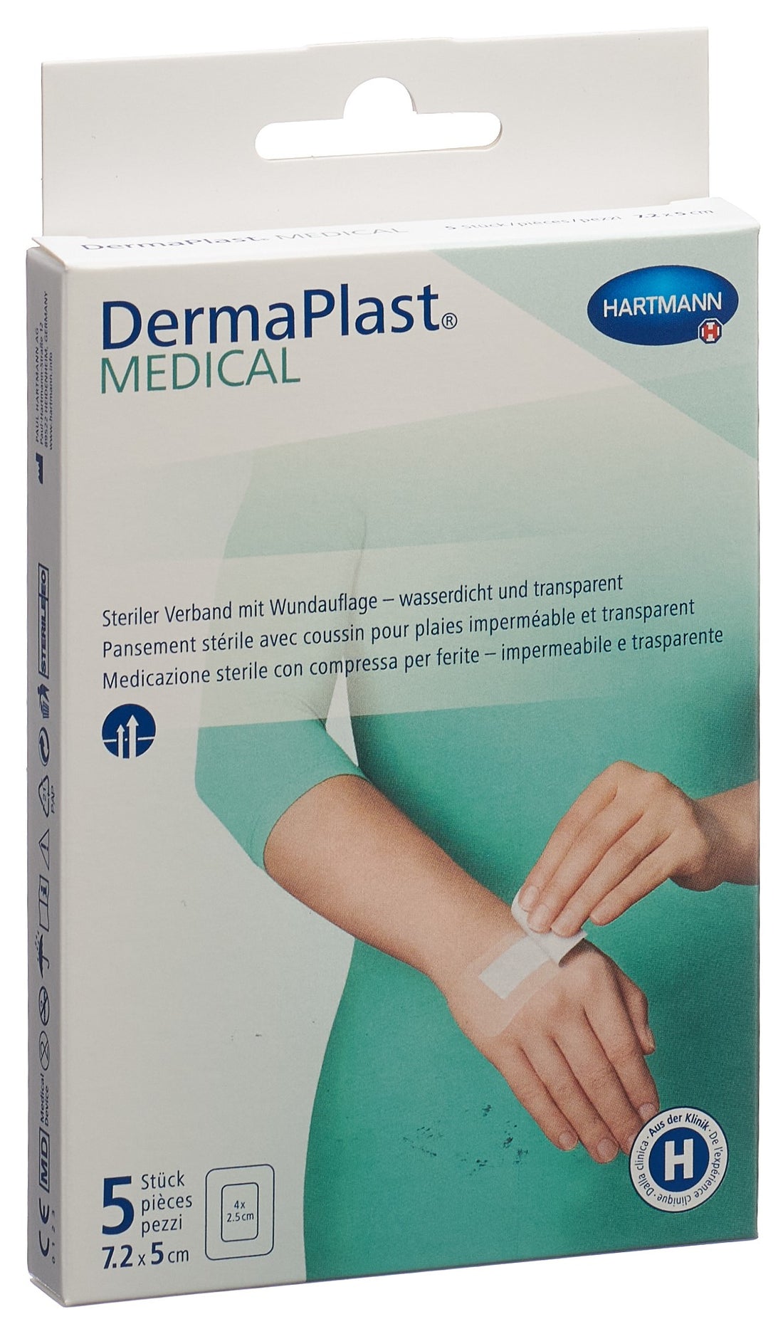 DERMAPLAST Pansement Transparent 7.2 x 5 cm | Cicatrisation Rapide 5 pièces