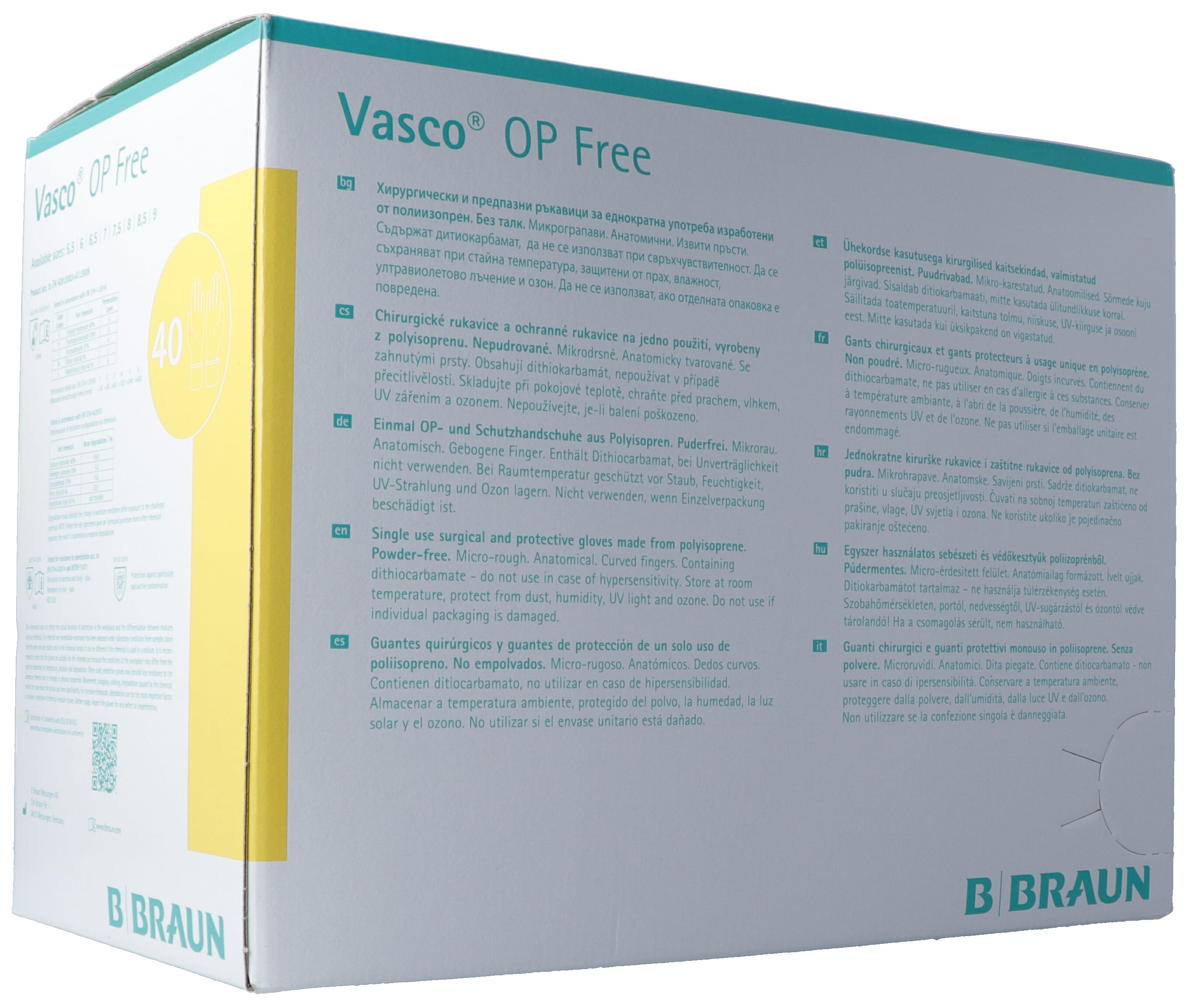 VASCO OP FREE gant Gr7.5 stérile s latex 40 paire