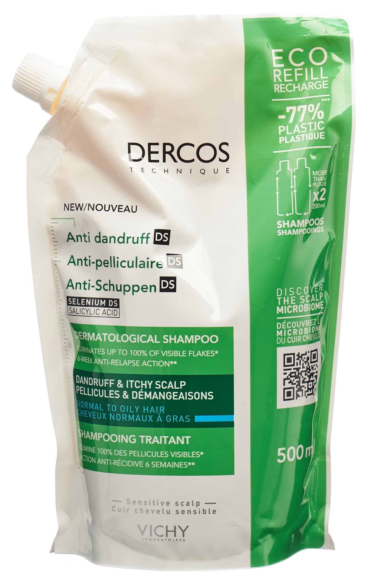 VICHY Dercos Anti dand DS Shamp ch gras Ref 500 ml