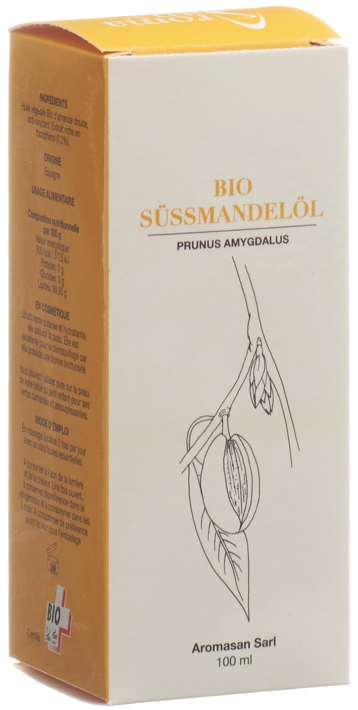 AROMASAN Huile Végétale Amande Douce Bio 100 ml | Soin Corps