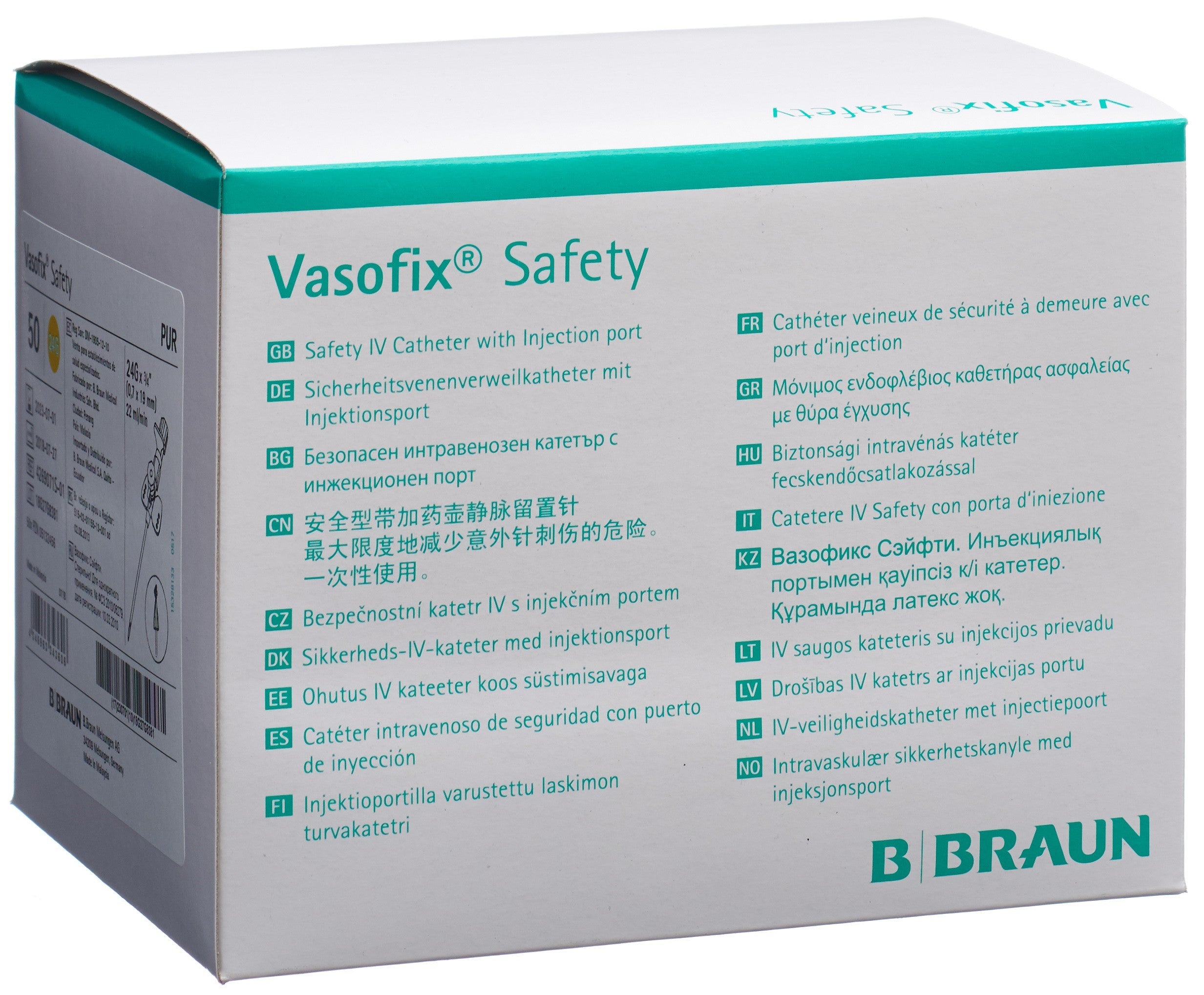 VASOFIX Safety canule iv 24G 0.7x19mm jaune 50 pce