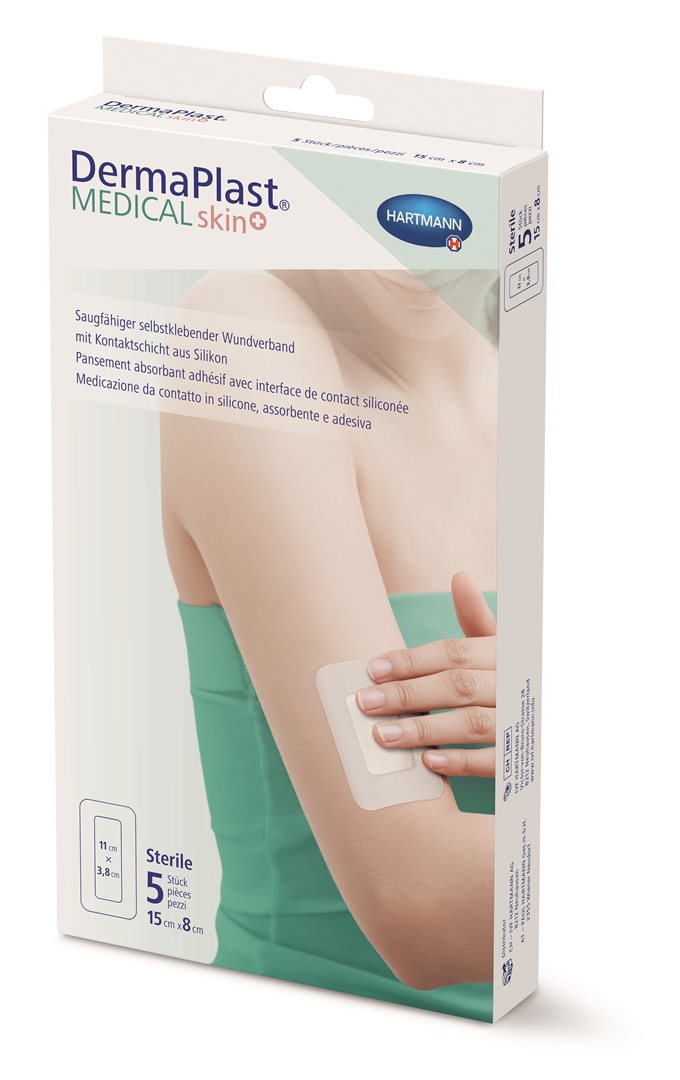 DERMAPLAST Medical Skin+ Pansement Adhésif Cicatrisant | 15 x 8 cm 5 Pièces